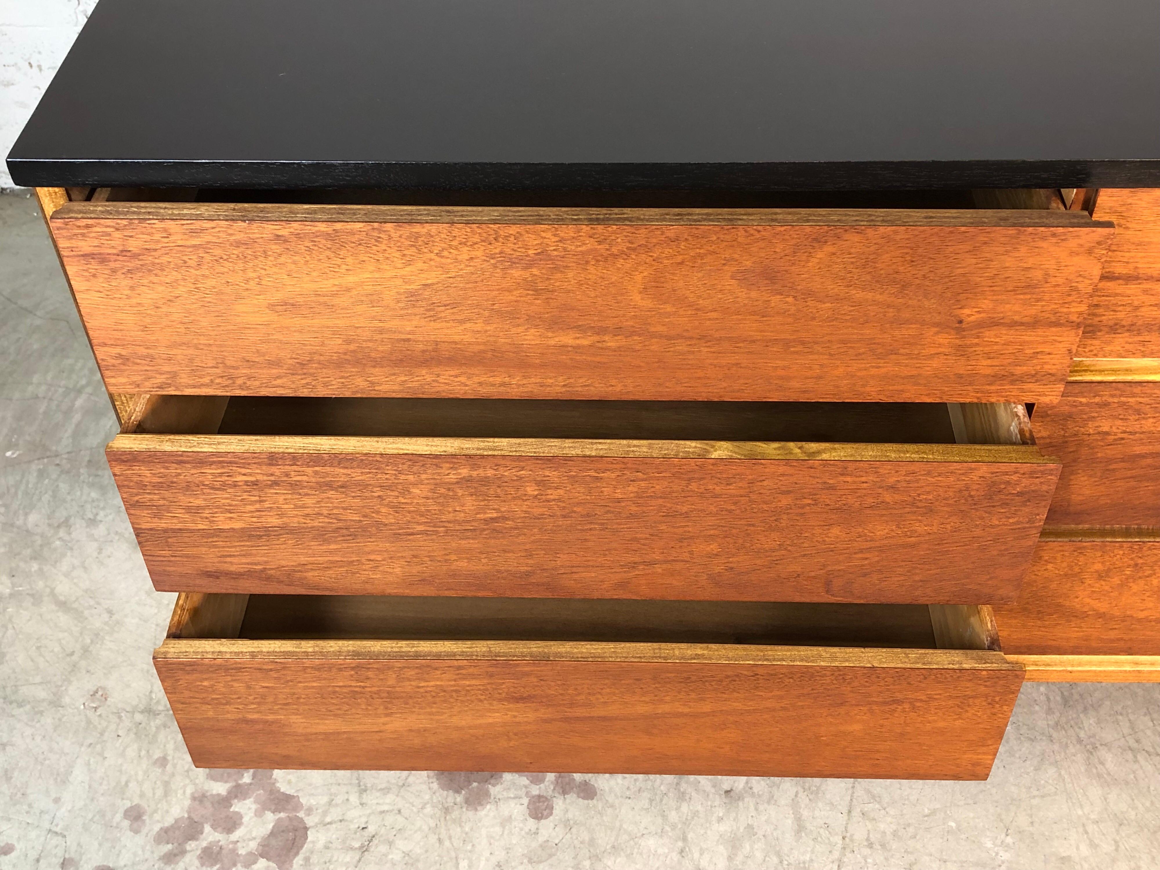 1960s Walnut and Black Painted Low Dresser In Good Condition For Sale In Amherst, NH