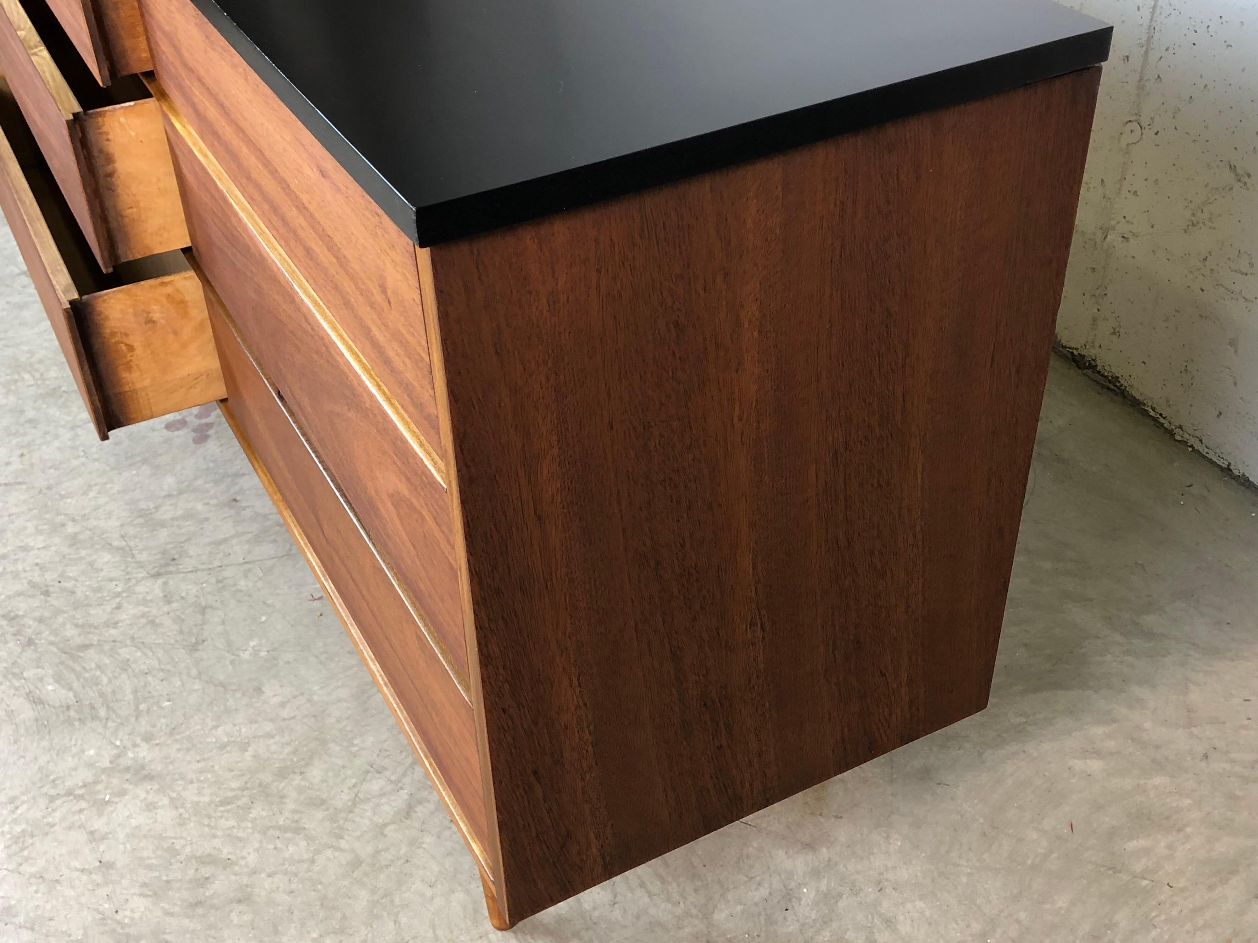 Formica 1960s Walnut and Black Painted Low Dresser For Sale