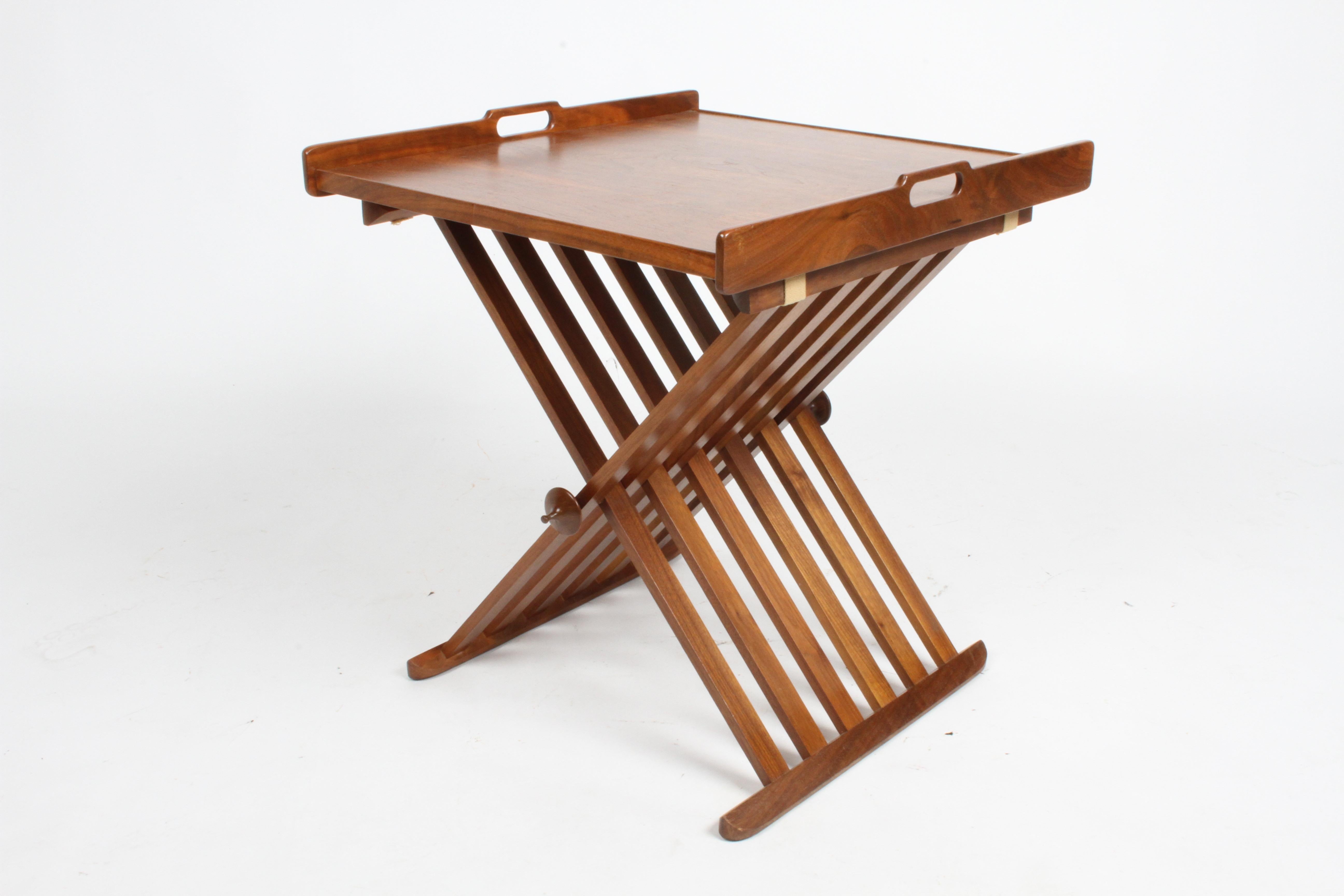 1960s Walnut Campaign Tray Table by Kipp Stewart & Stewart McDougall for Drexel  For Sale 3