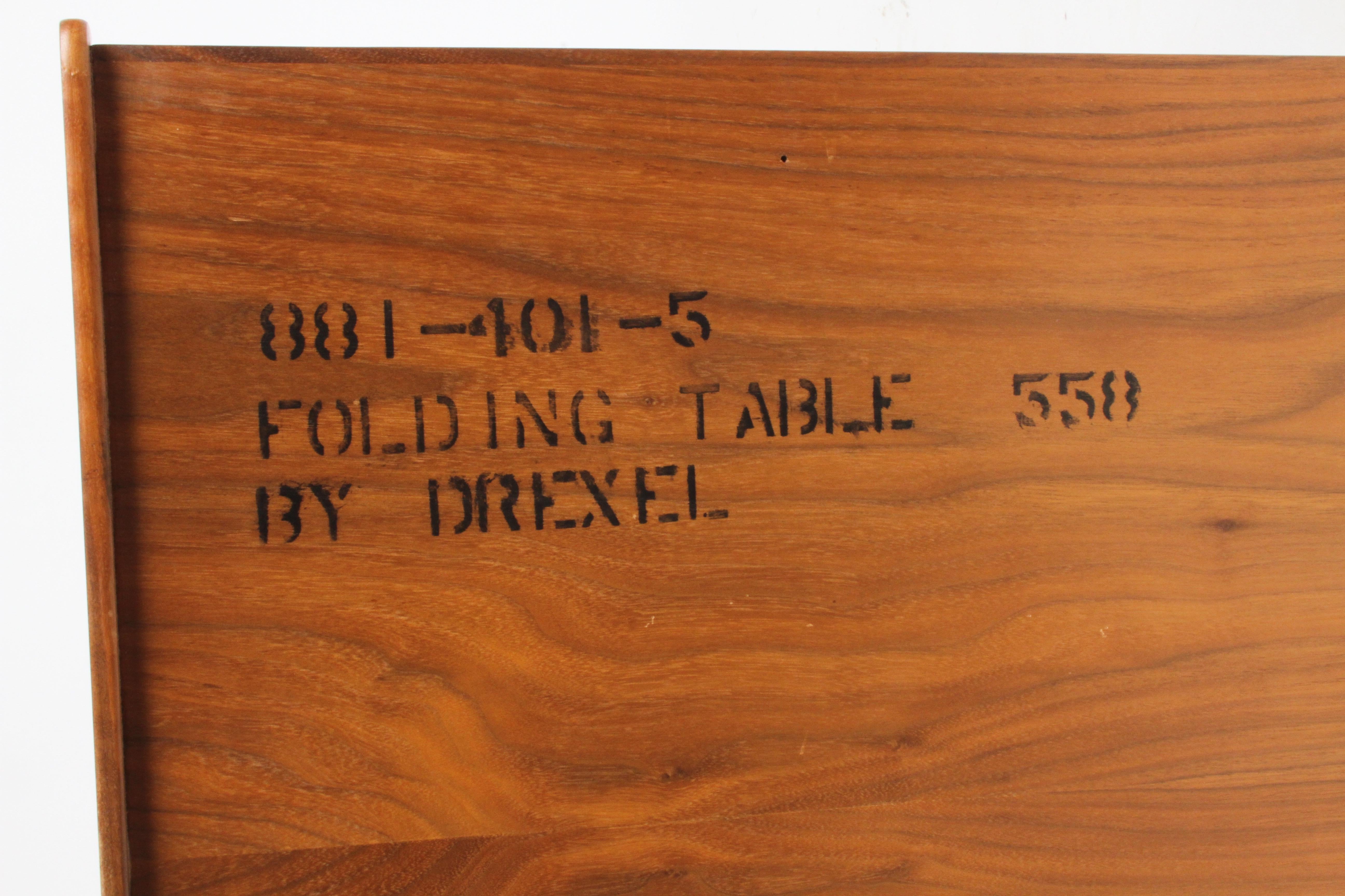 1960s Walnut Campaign Tray Table by Kipp Stewart & Stewart McDougall for Drexel For Sale 9