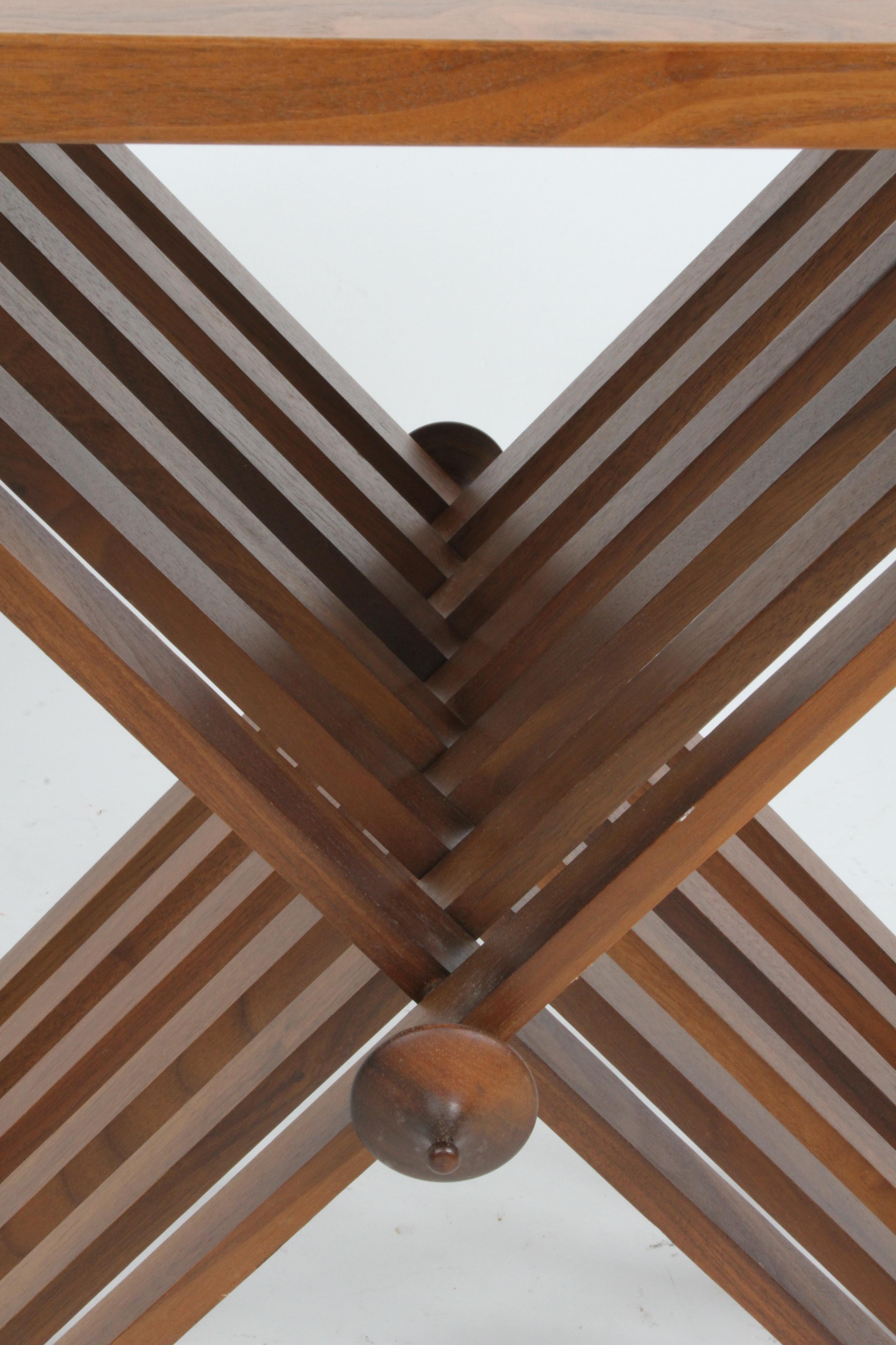 American 1960s Walnut Campaign Tray Table by Kipp Stewart & Stewart McDougall for Drexel For Sale