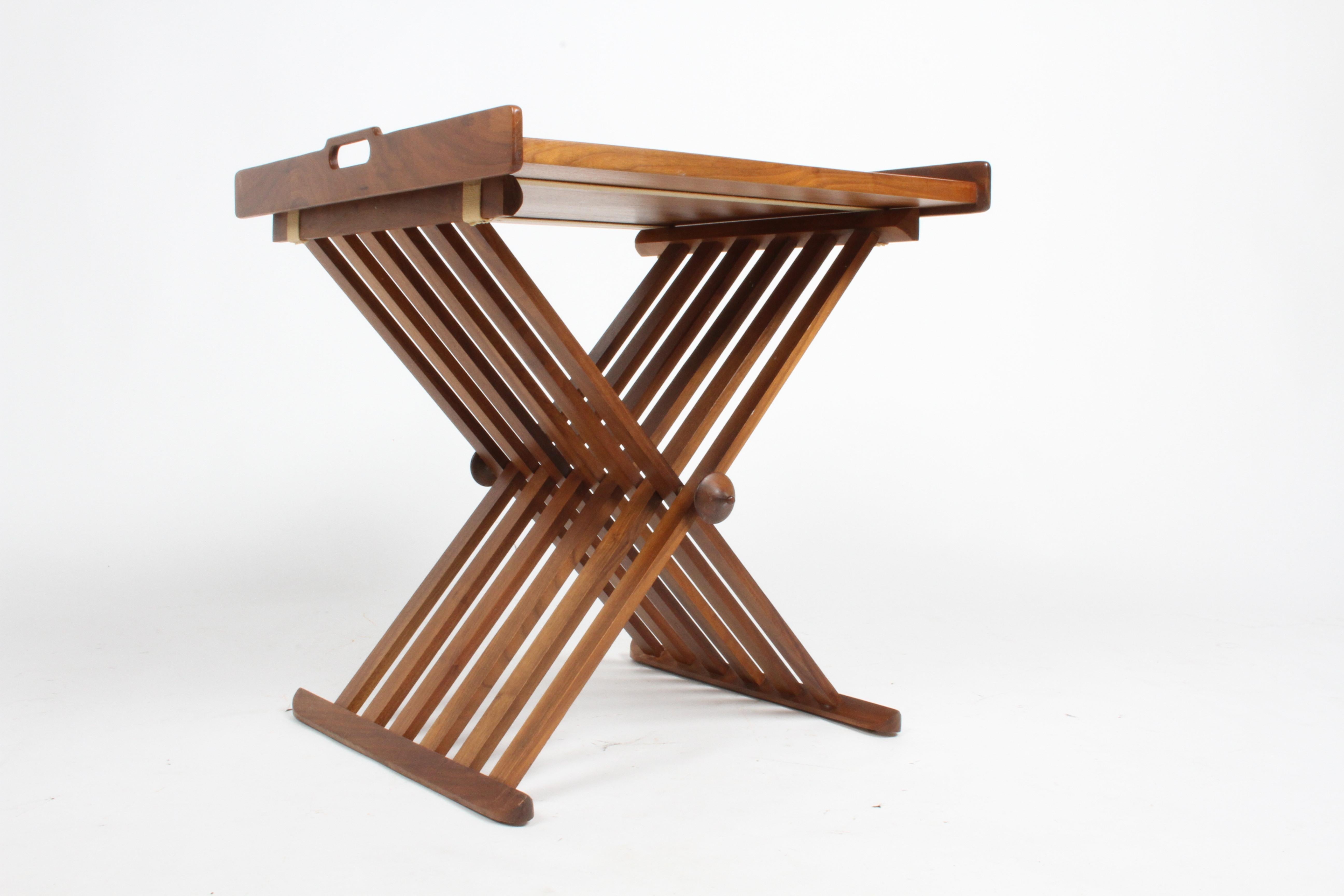 Mid-20th Century 1960s Walnut Campaign Tray Table by Kipp Stewart & Stewart McDougall for Drexel  For Sale