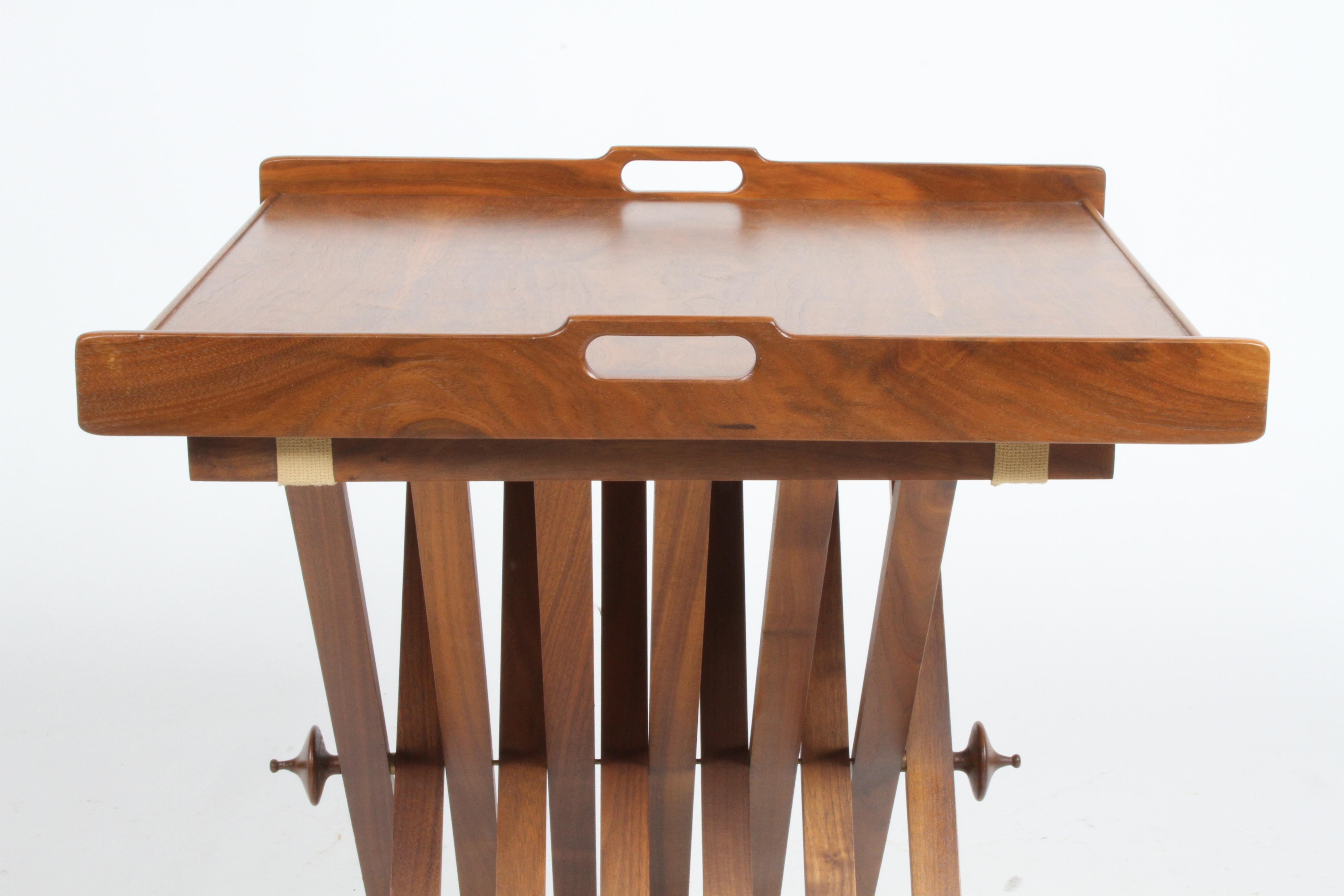1960s Walnut Campaign Tray Table by Kipp Stewart & Stewart McDougall for Drexel  For Sale 1