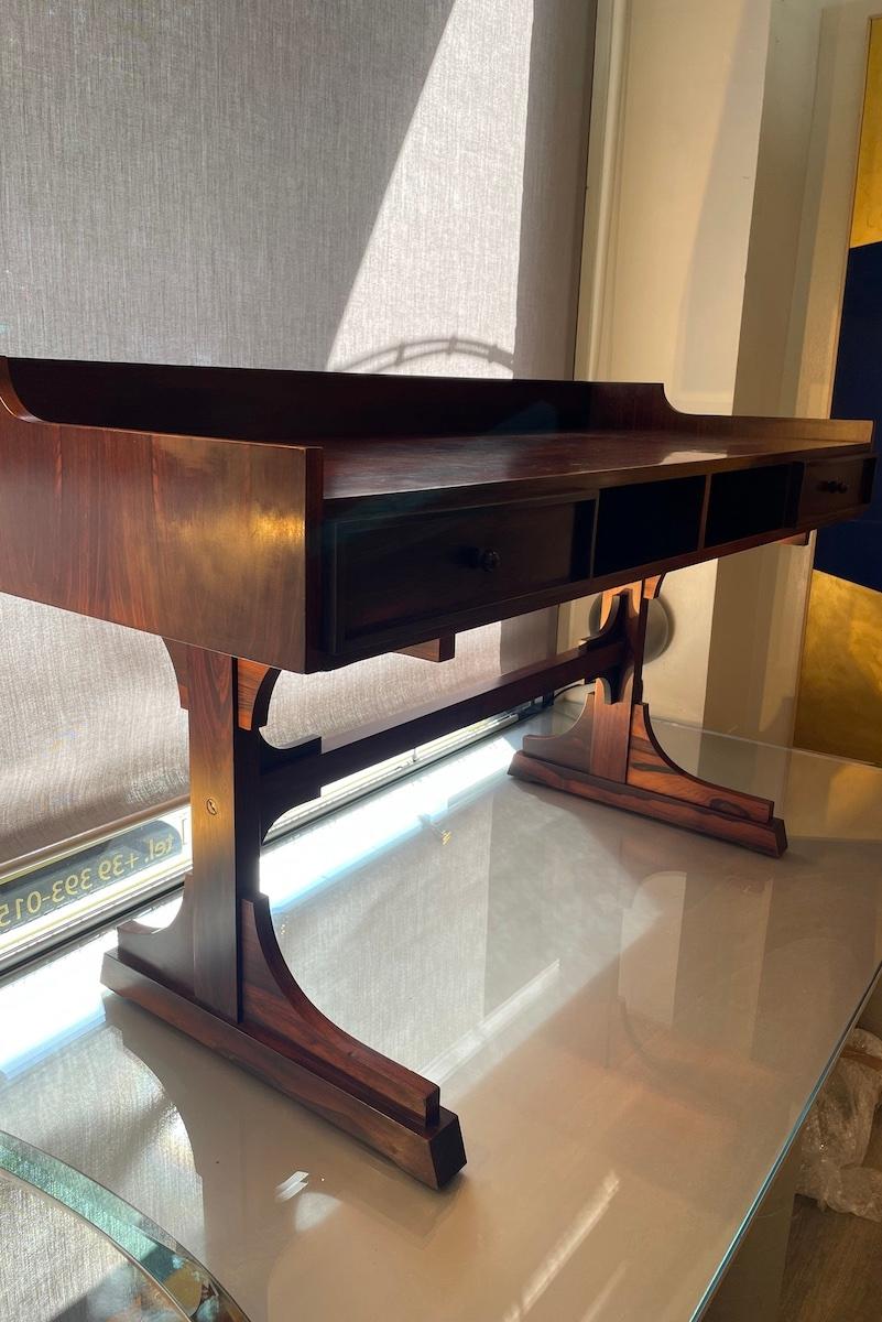 1960s Walnut Center Desk With Two Drawers For Sale 7