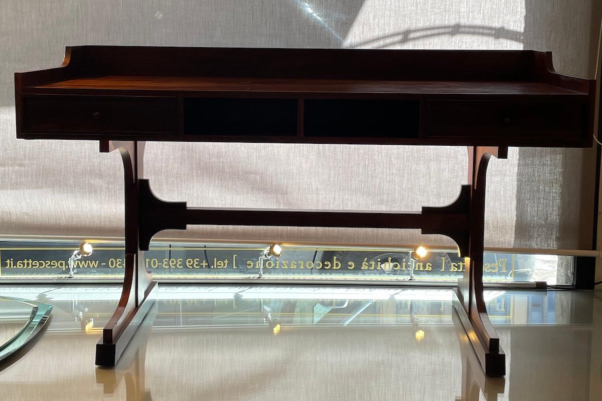 1960s Walnut Center Desk With Two Drawers For Sale 1