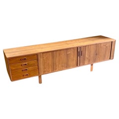 1960s Walnut Credenza with Tambour Doors