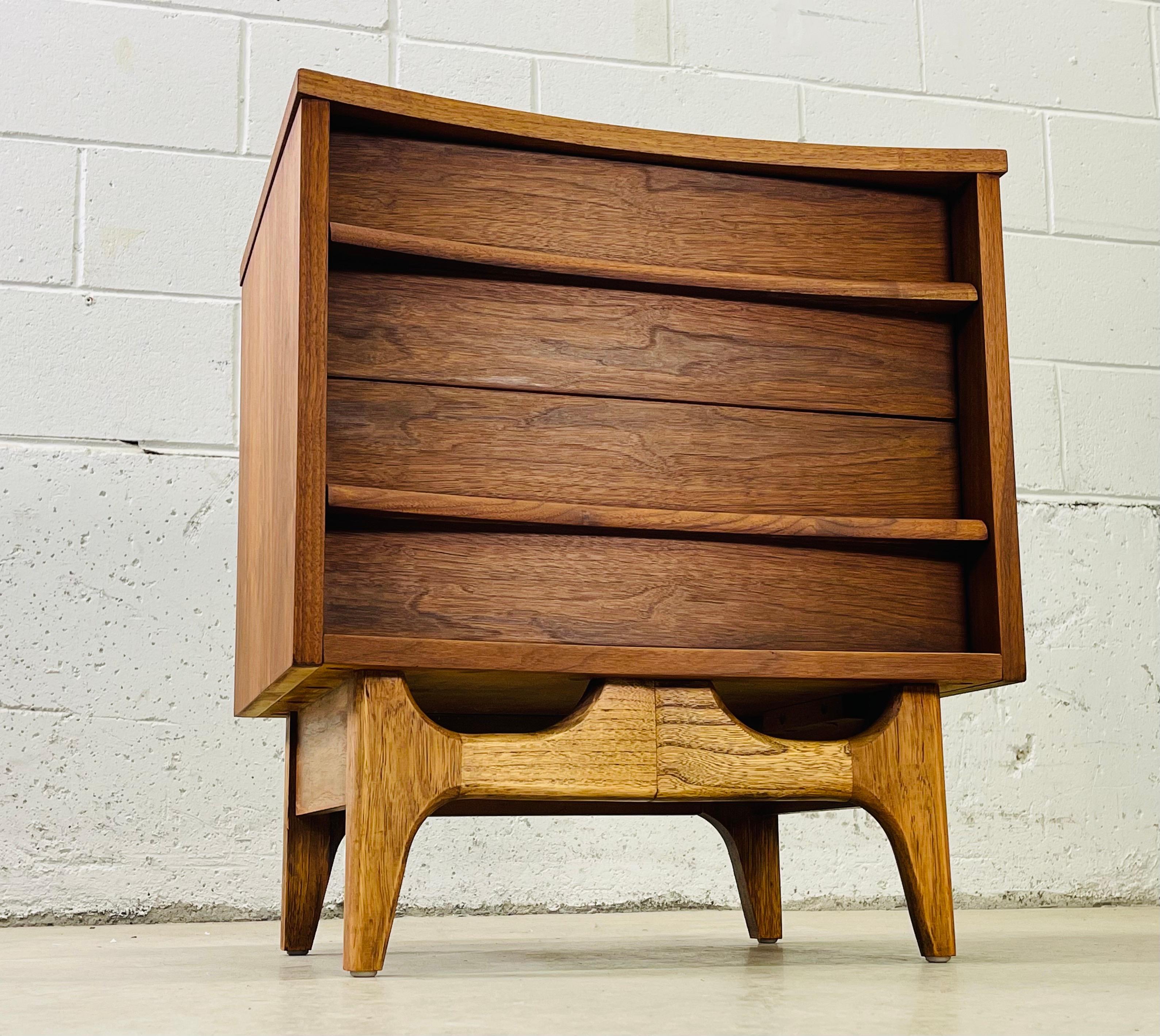1960s Walnut Curved Front Nightstand 3