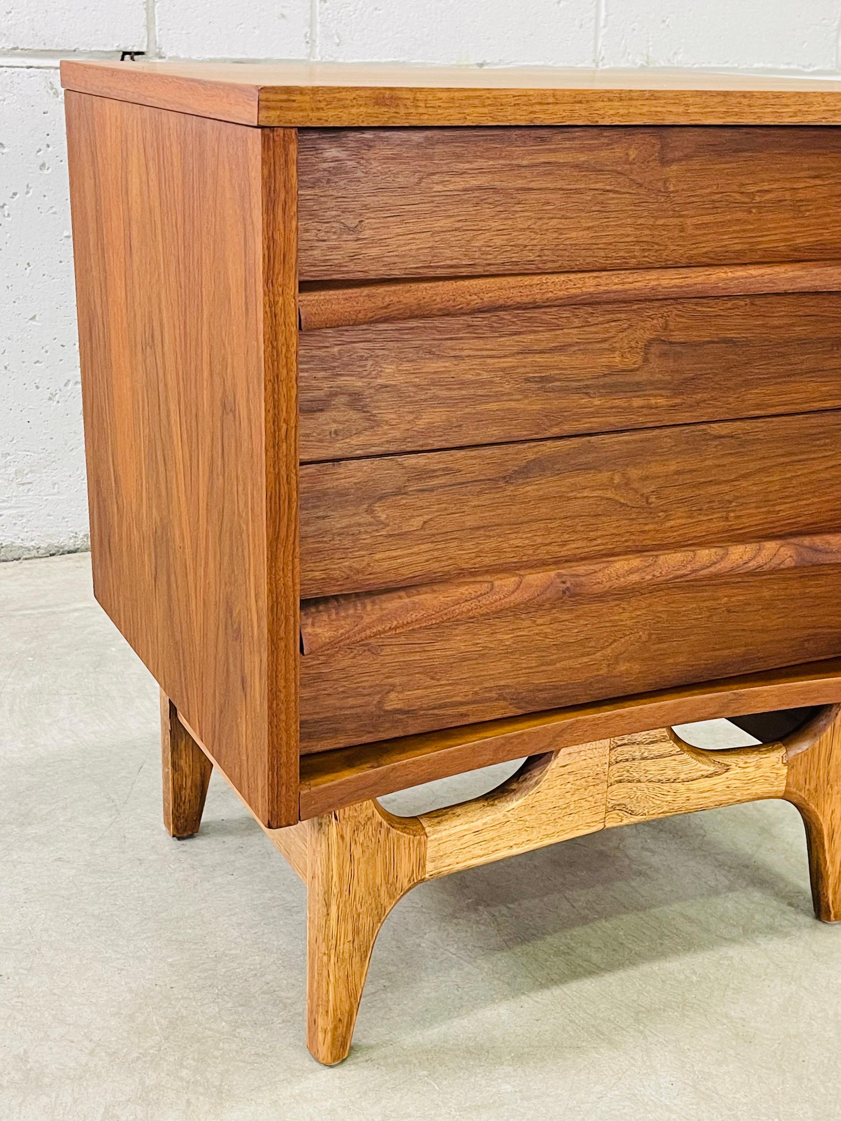 1960s Walnut Curved Front Nightstand In Good Condition In Amherst, NH