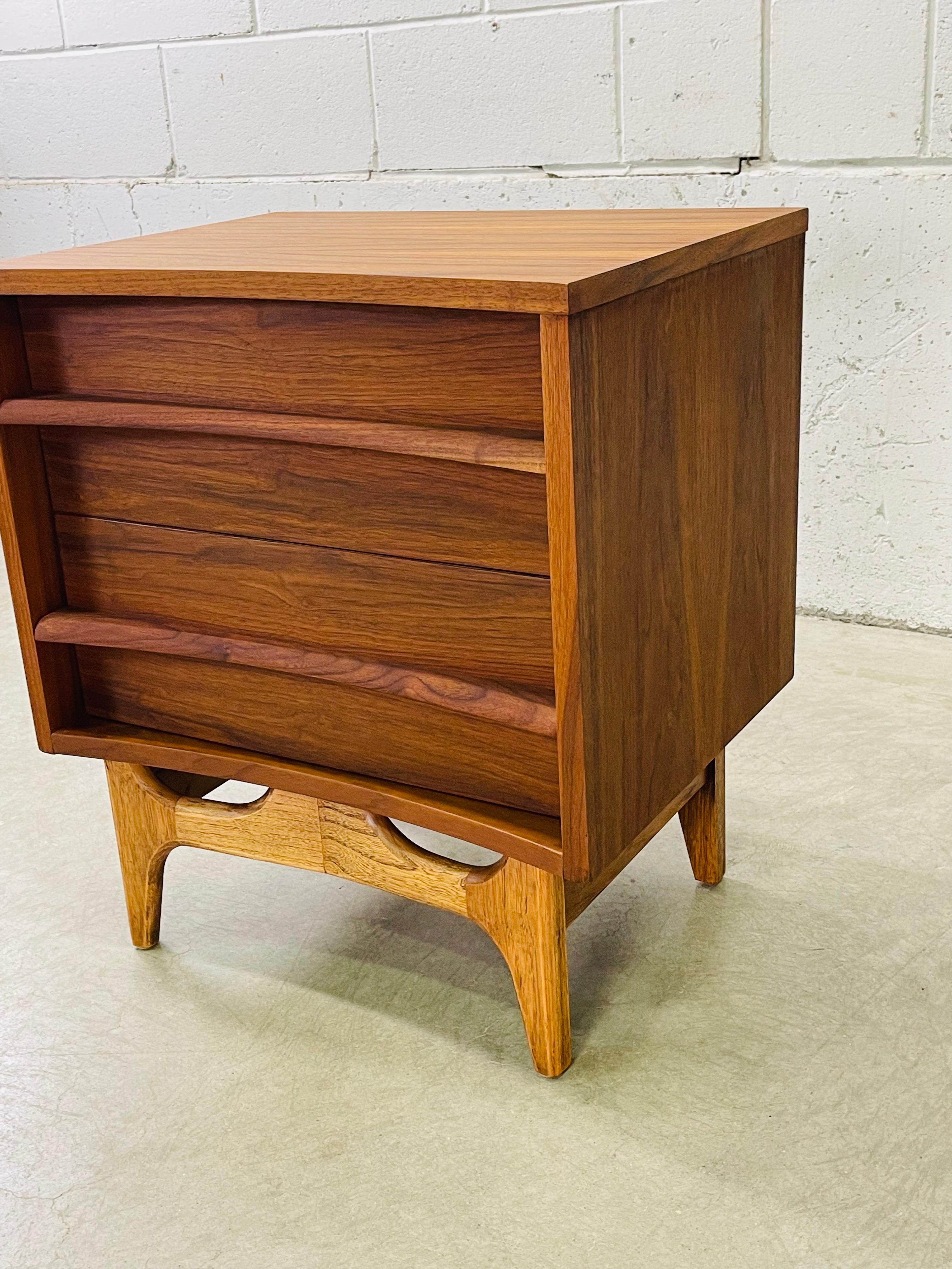 20th Century 1960s Walnut Curved Front Nightstand