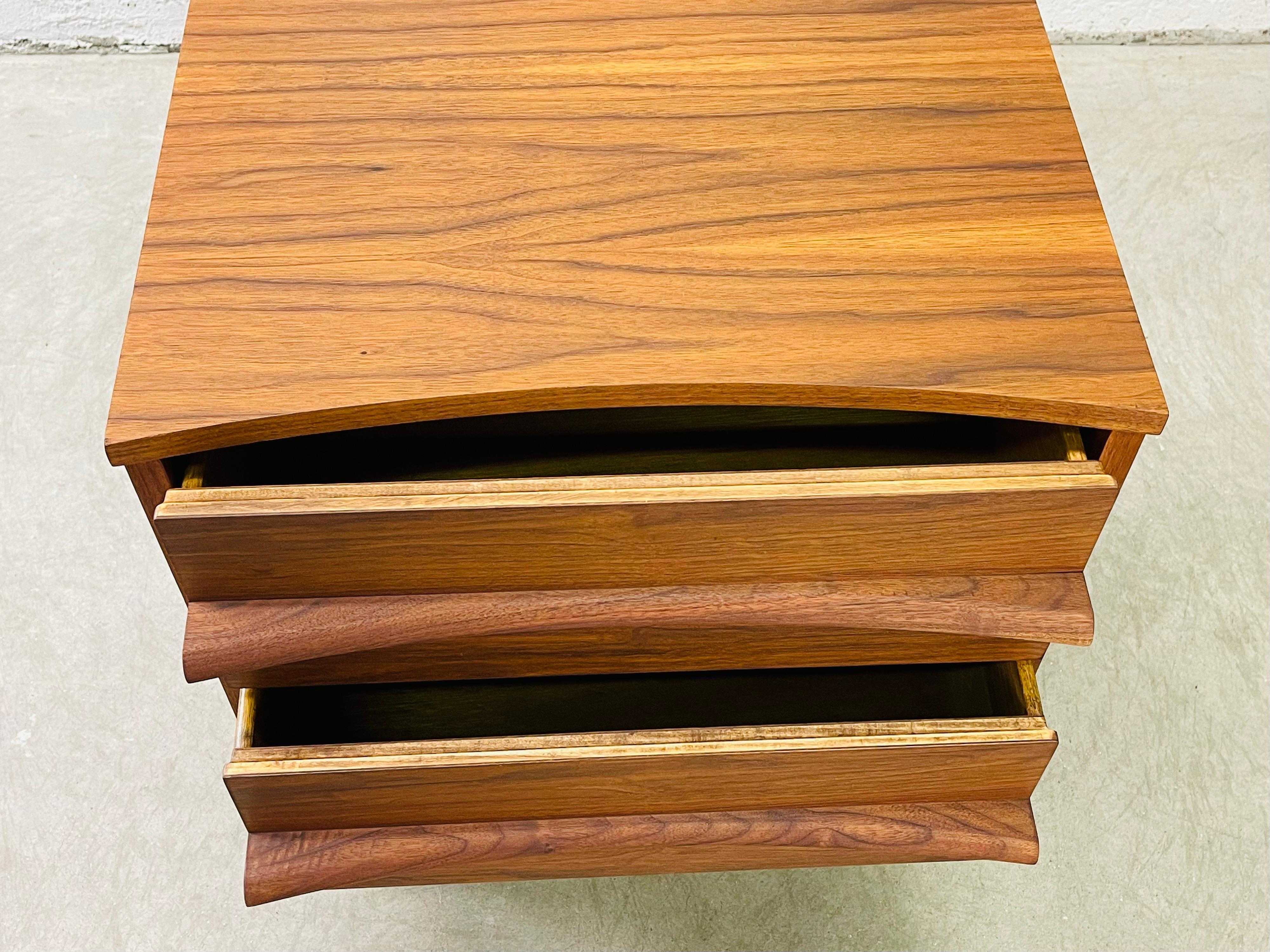 1960s Walnut Curved Front Nightstand 1