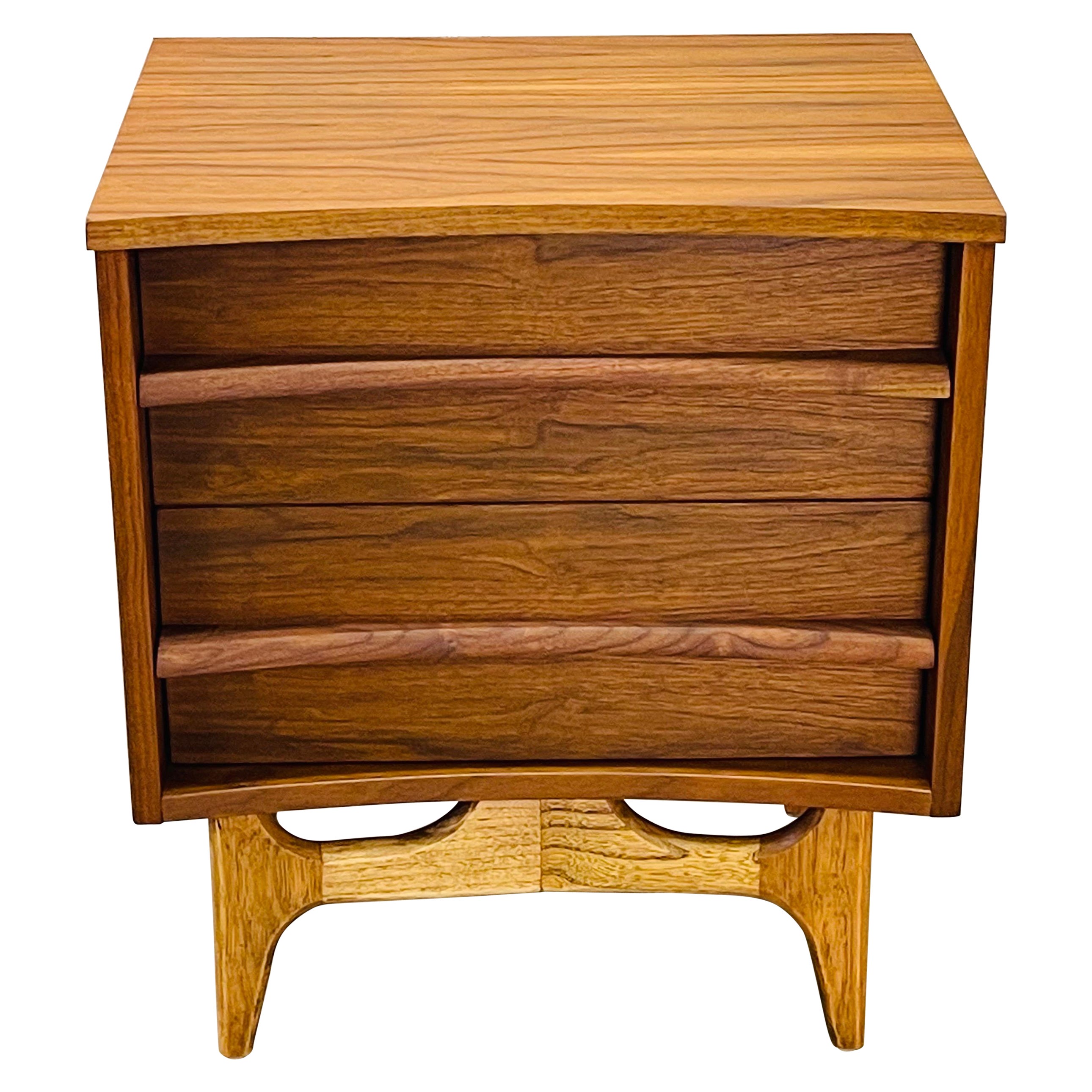 1960s Walnut Curved Front Nightstand