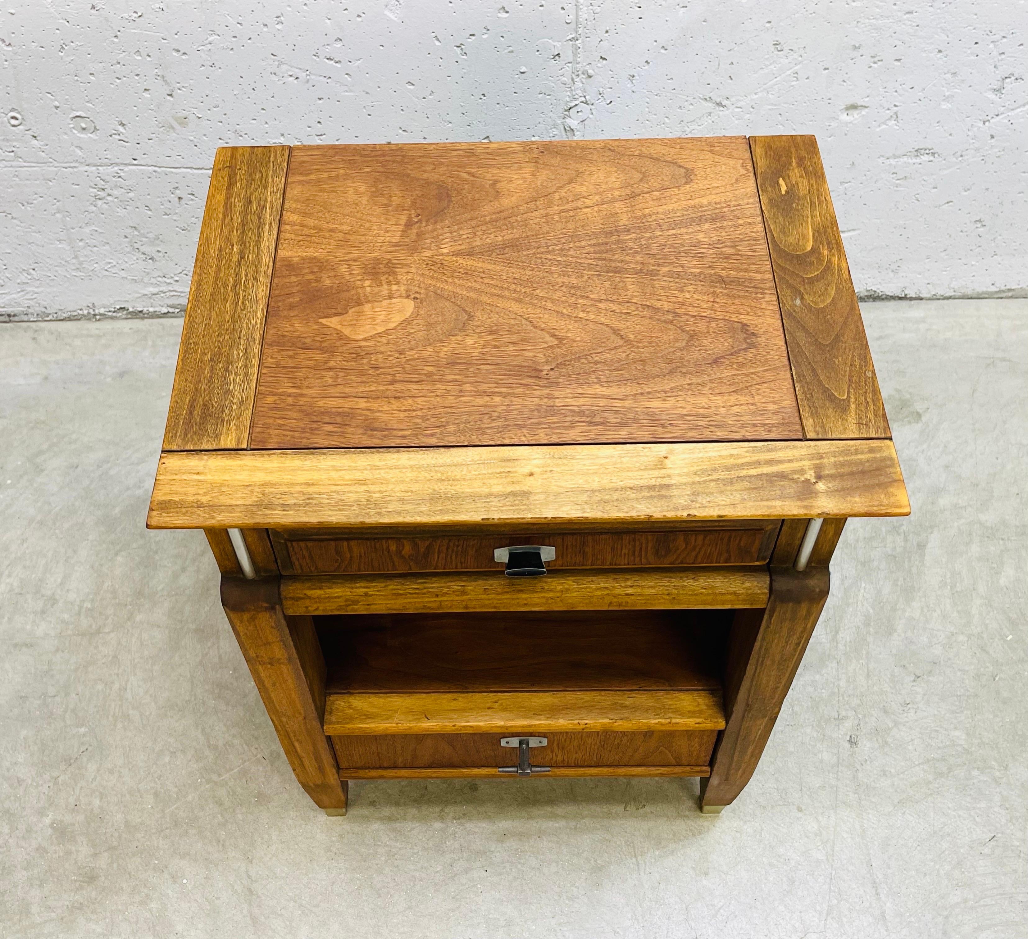Mid-Century Modern 1960s Walnut & Elm Wood Nightstand For Sale