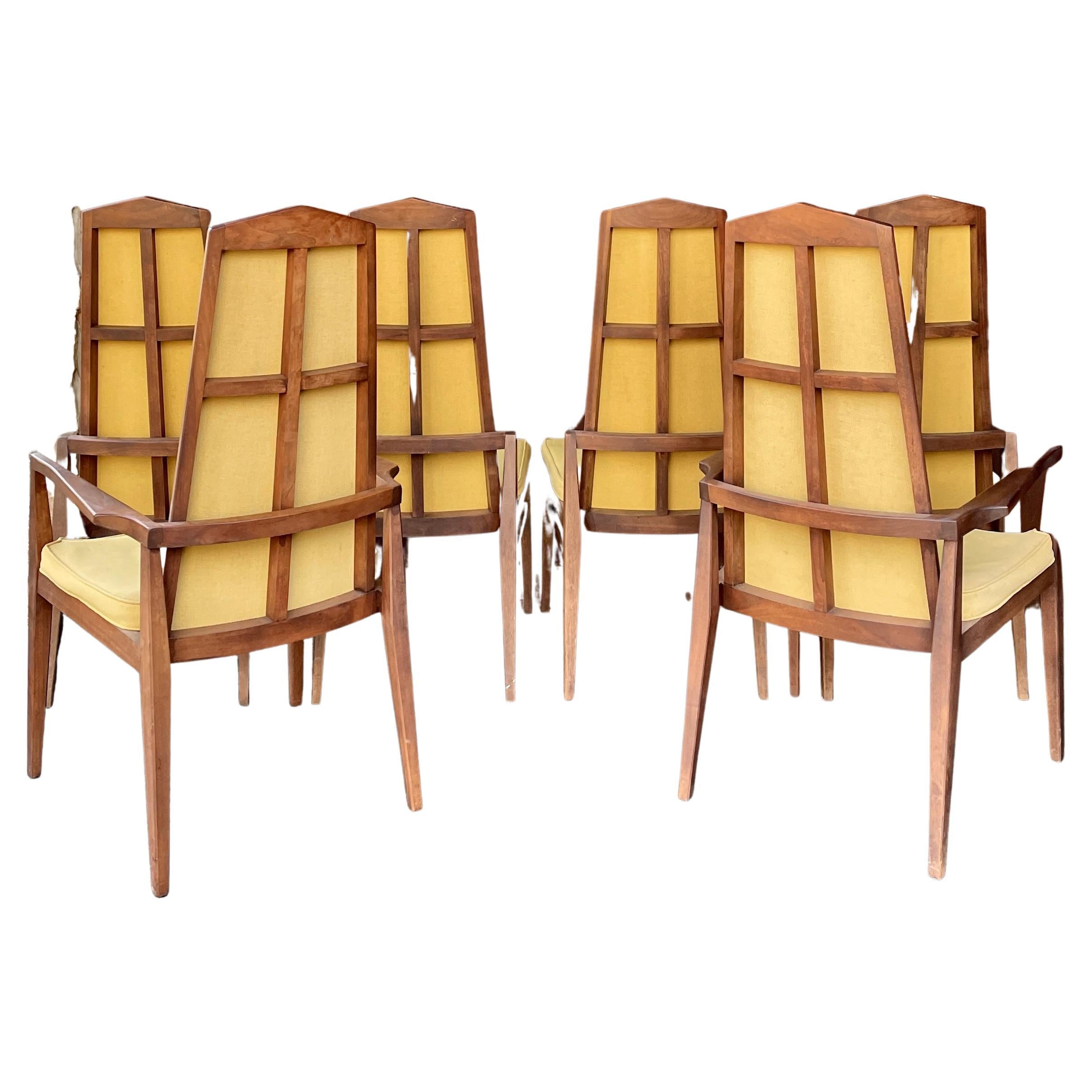 Mid Century Modern HIgh Back Dining Chairs at 1stDibs