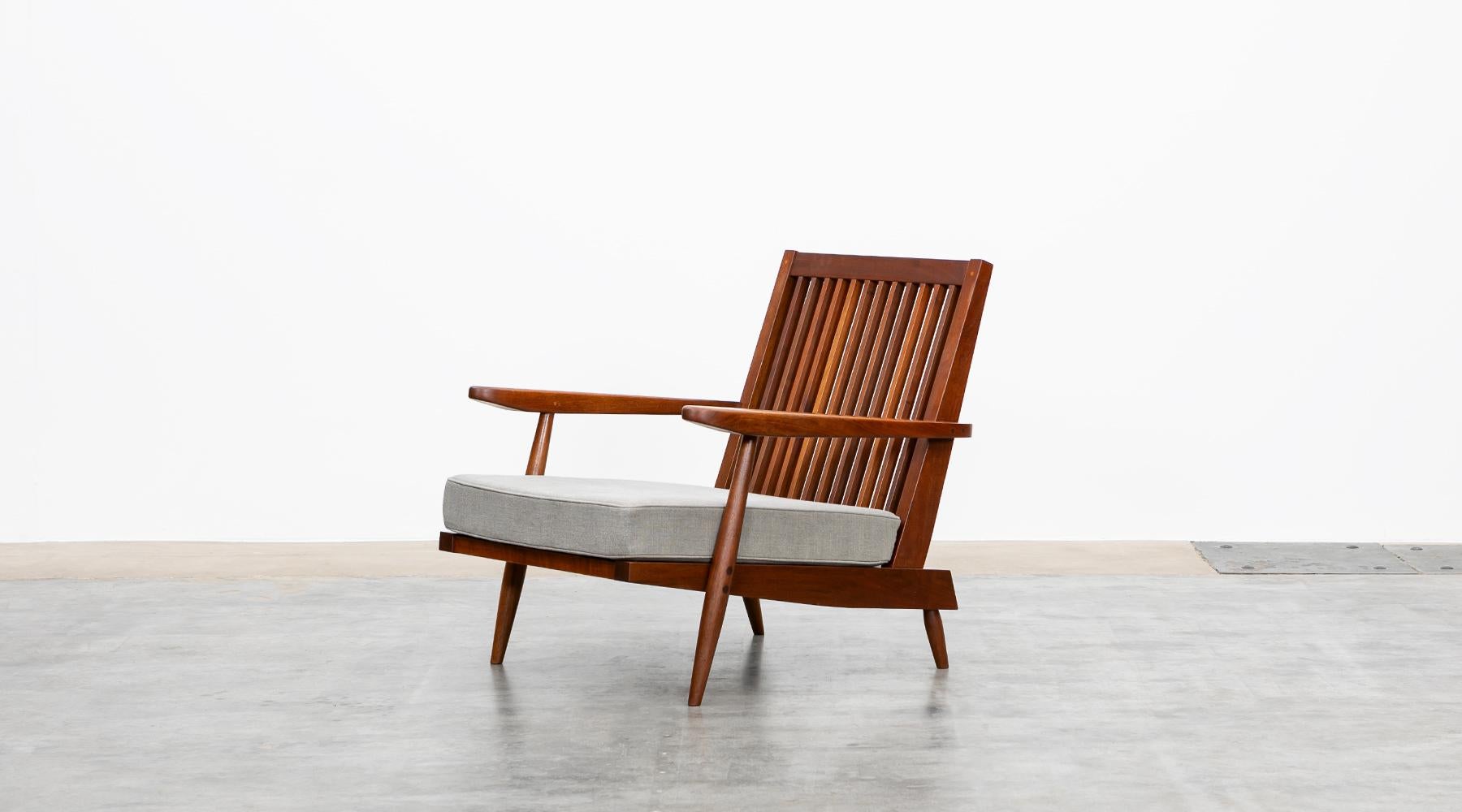 1960s Walnut, Grey Upholstery Armchair with Ottoman by George Nakashima For Sale 5