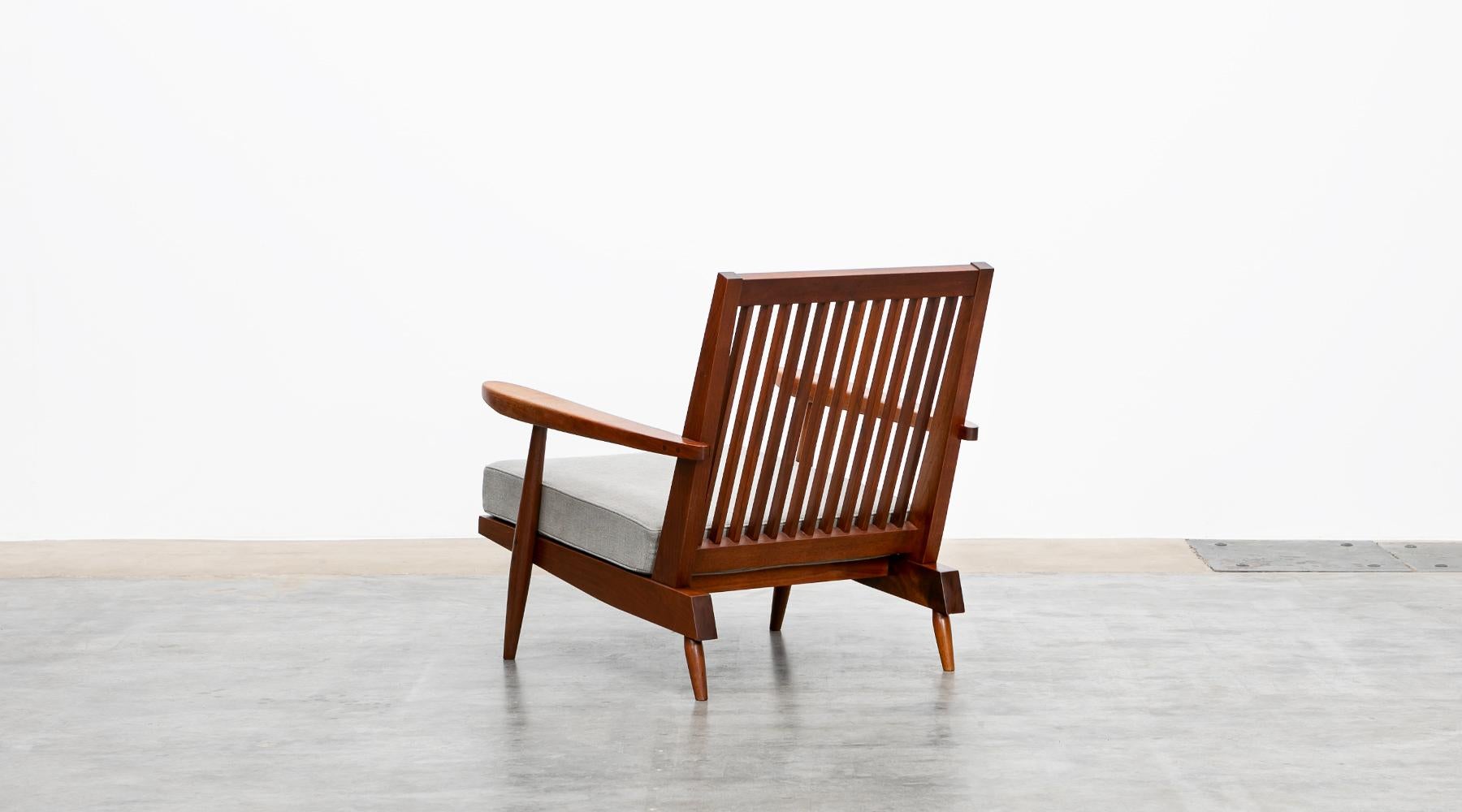 1960s Walnut, Grey Upholstery Armchair with Ottoman by George Nakashima For Sale 7