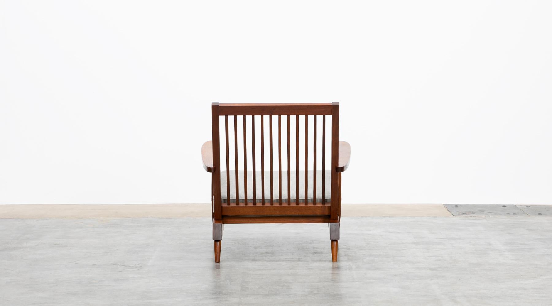 1960s Walnut, Grey Upholstery Armchair with Ottoman by George Nakashima For Sale 8