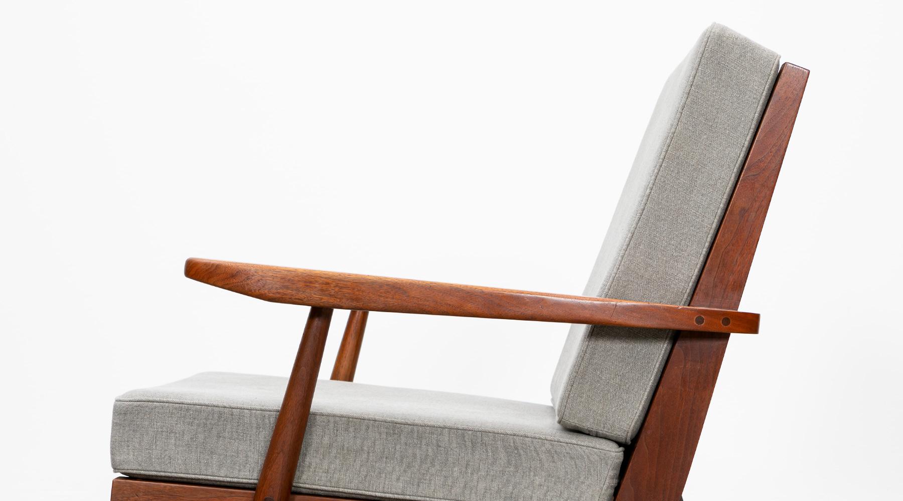 1960s Walnut, Grey Upholstery Armchair with Ottoman by George Nakashima For Sale 12