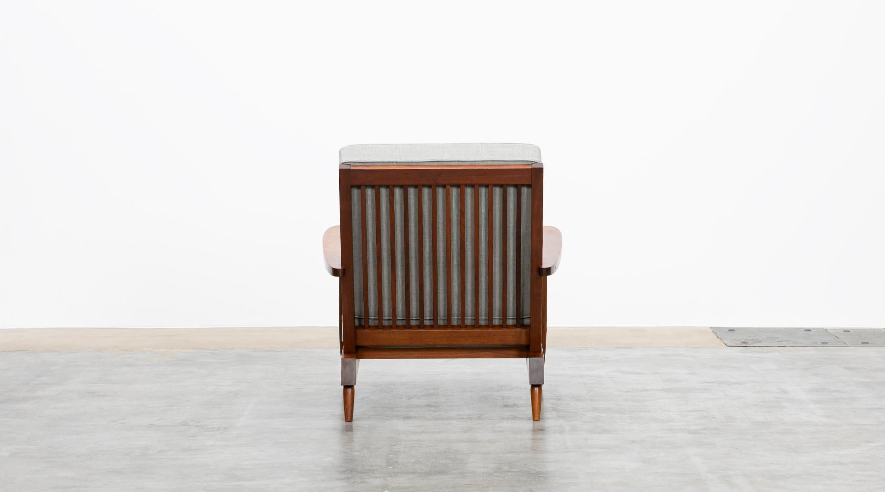 1960s Walnut, Grey Upholstery Armchair with Ottoman by George Nakashima For Sale 3