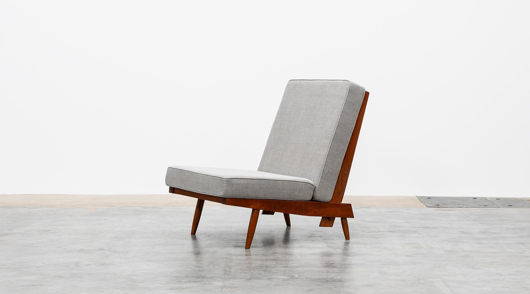 20th Century 1960s Walnut, Grey Upholstery Lounge Chairs by George Nakashima 'd' For Sale