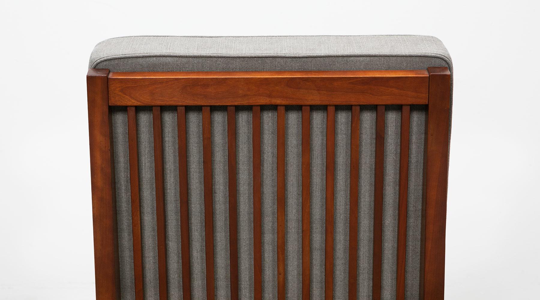 1960s Walnut, Grey Upholstery Lounge Chairs by George Nakashima 4