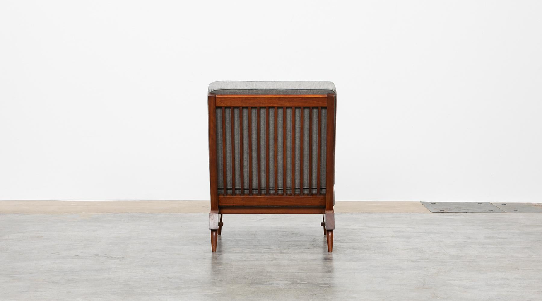 1960s Walnut, Grey Upholstery Lounge Chairs by George Nakashima 3