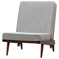1960s Walnut, Grey Upholstery Single Lounge Chair by George Nakashima