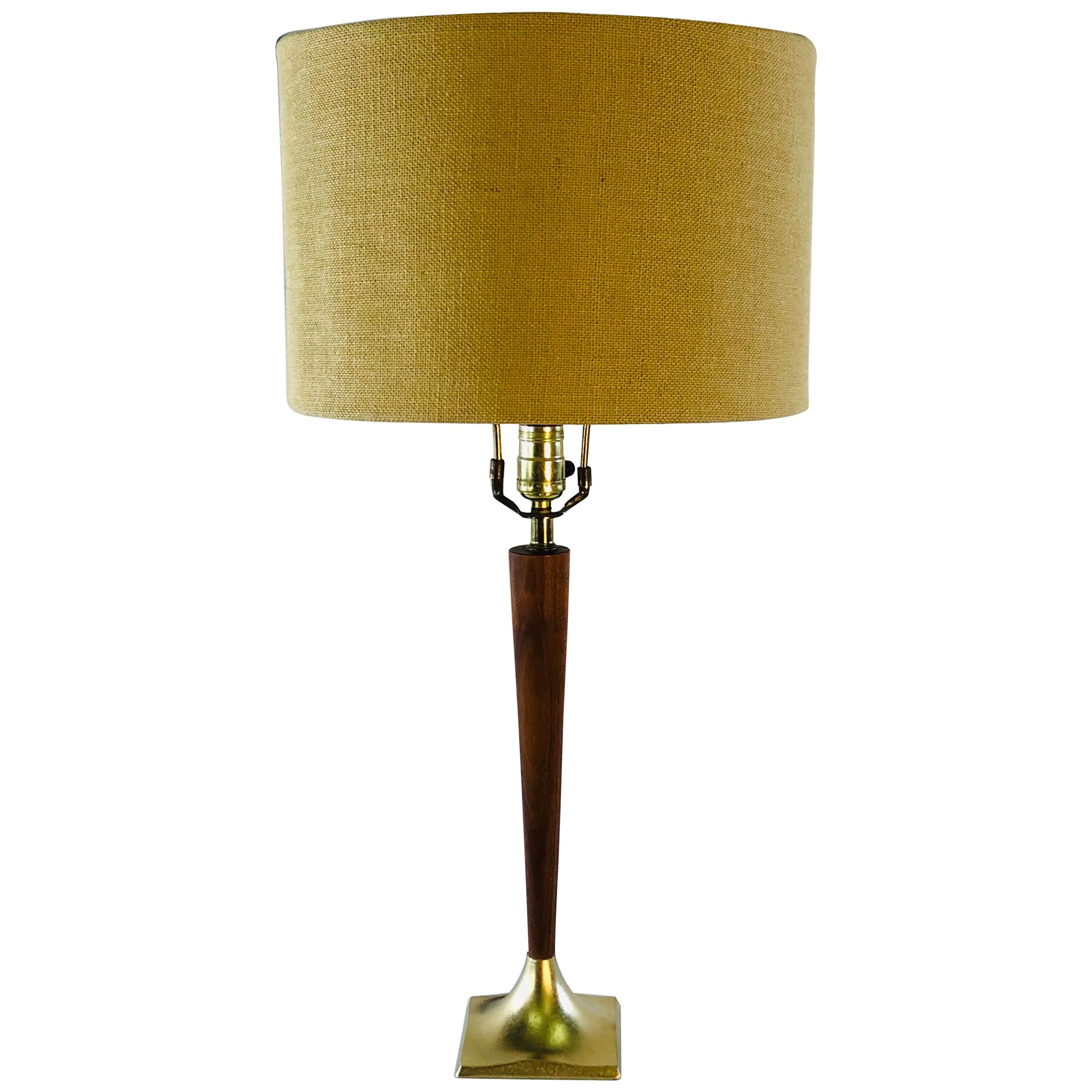 1960s Walnut Laurel Lamp Co Table Lamp