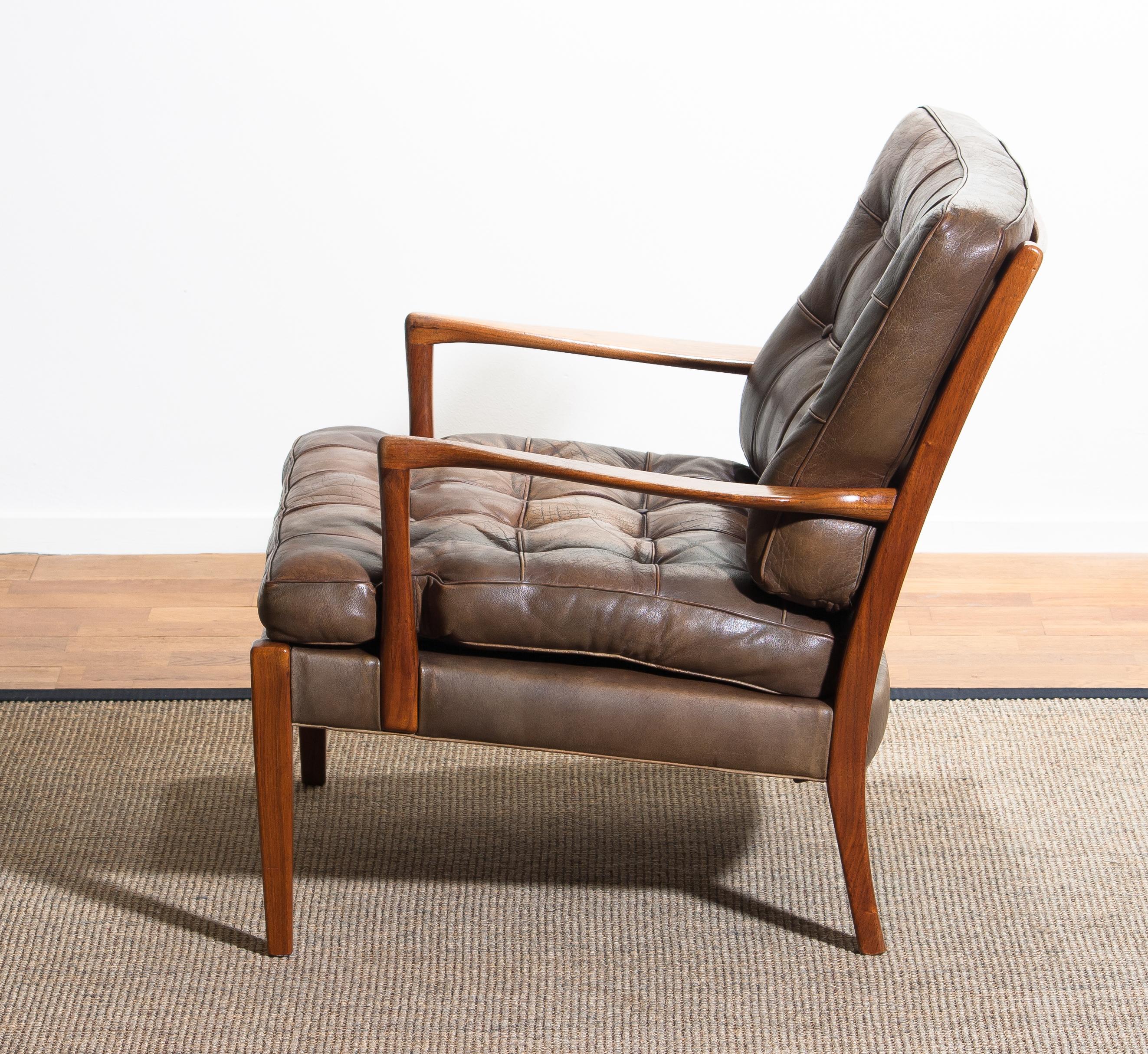 1960s Walnut / Leather Easy / Lounge Chair Model 