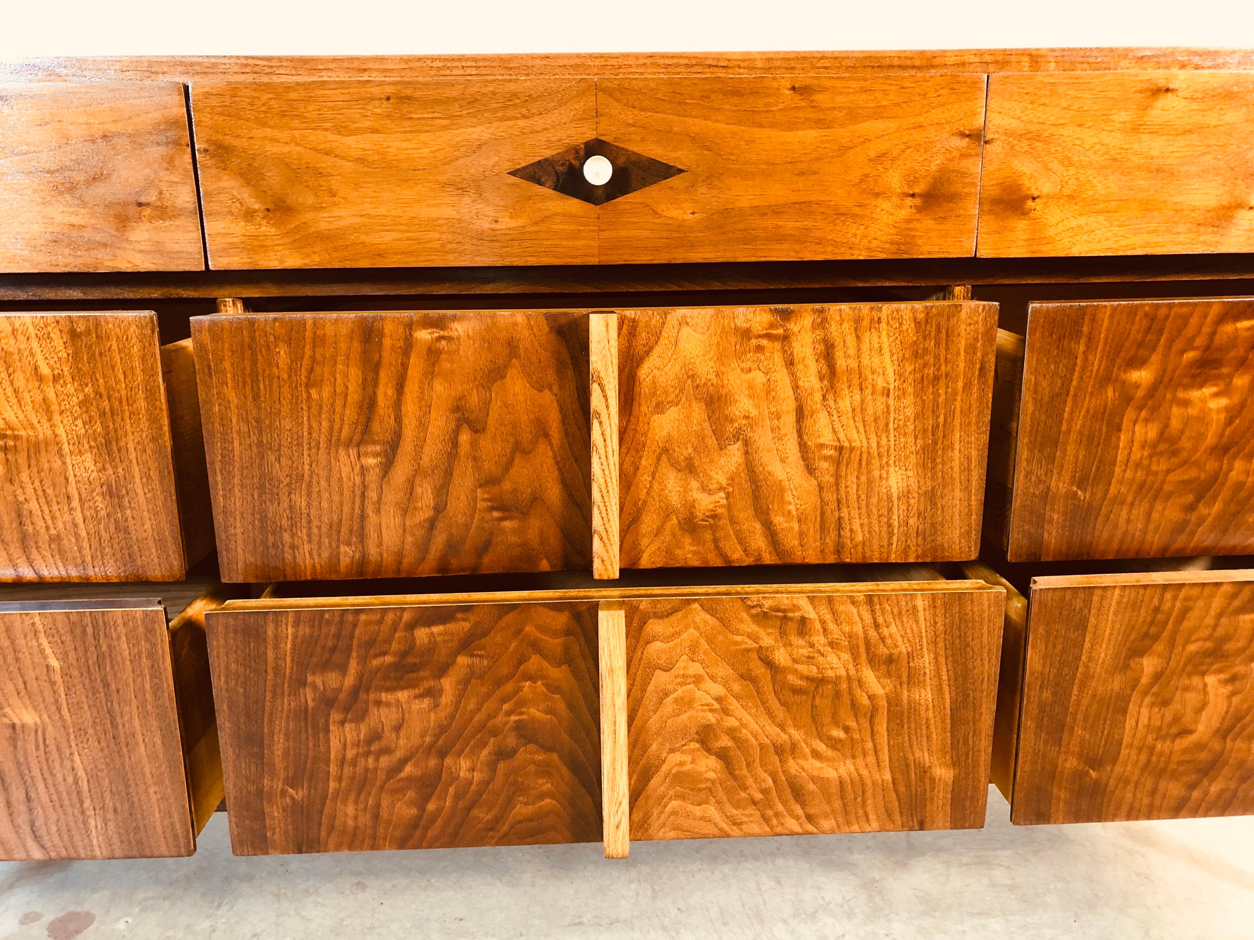1960s Walnut Low Dresser with Rosewood Accent 3