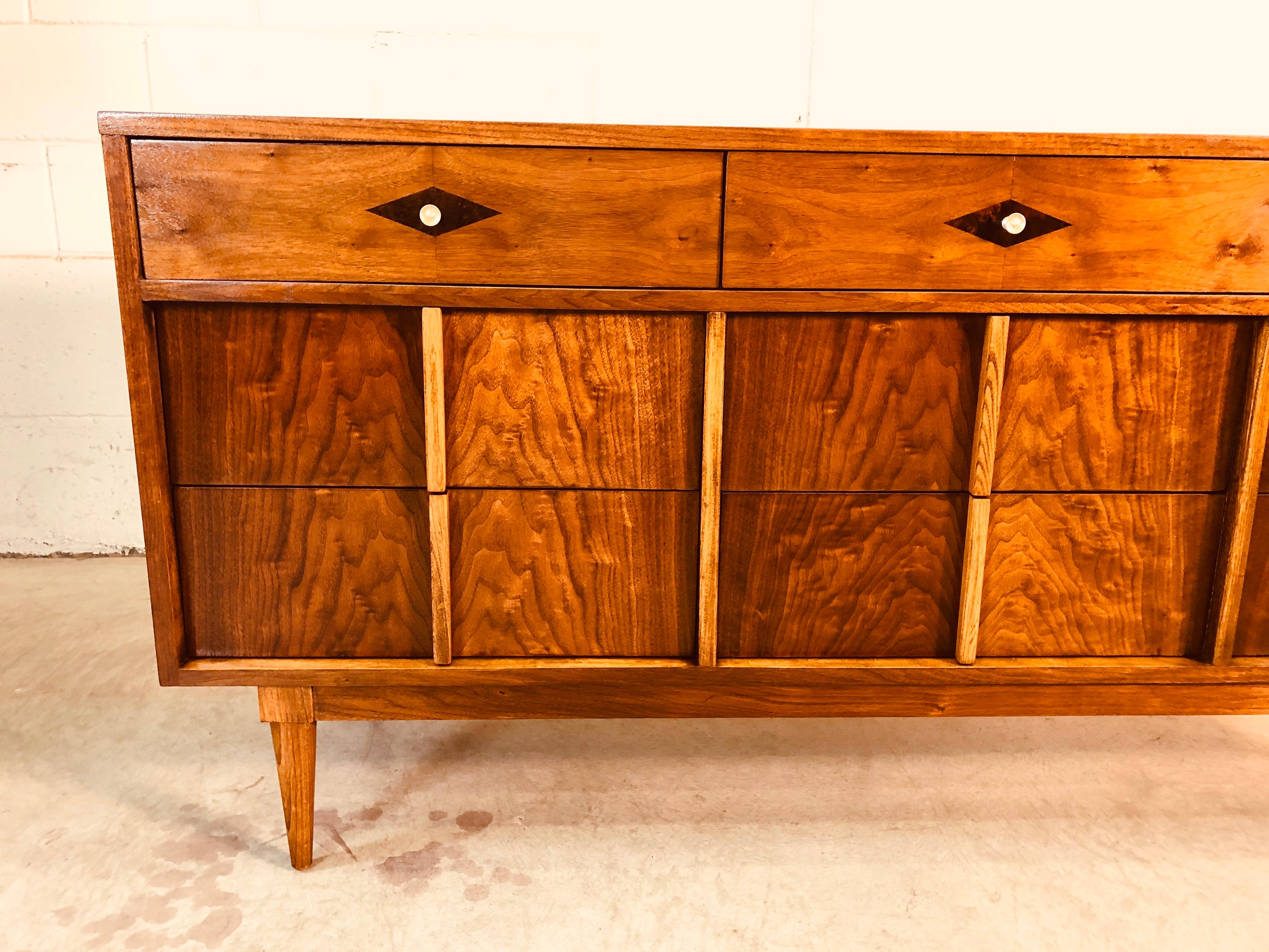 1960s Walnut Low Dresser with Rosewood Accent In Good Condition In Amherst, NH