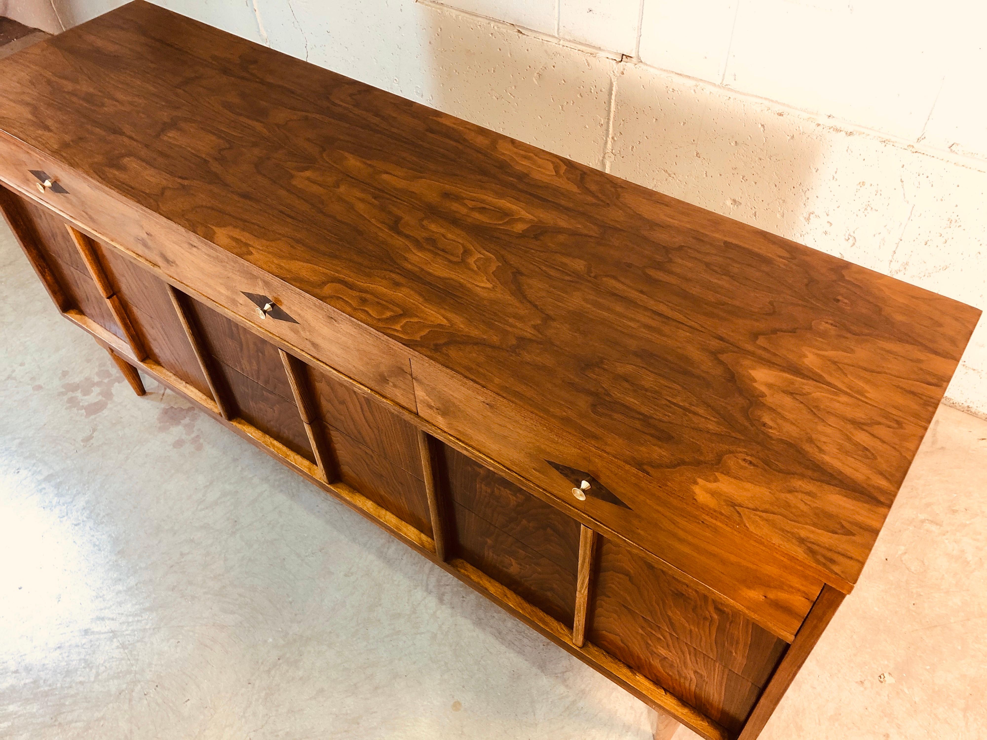 Ash 1960s Walnut Low Dresser with Rosewood Accent