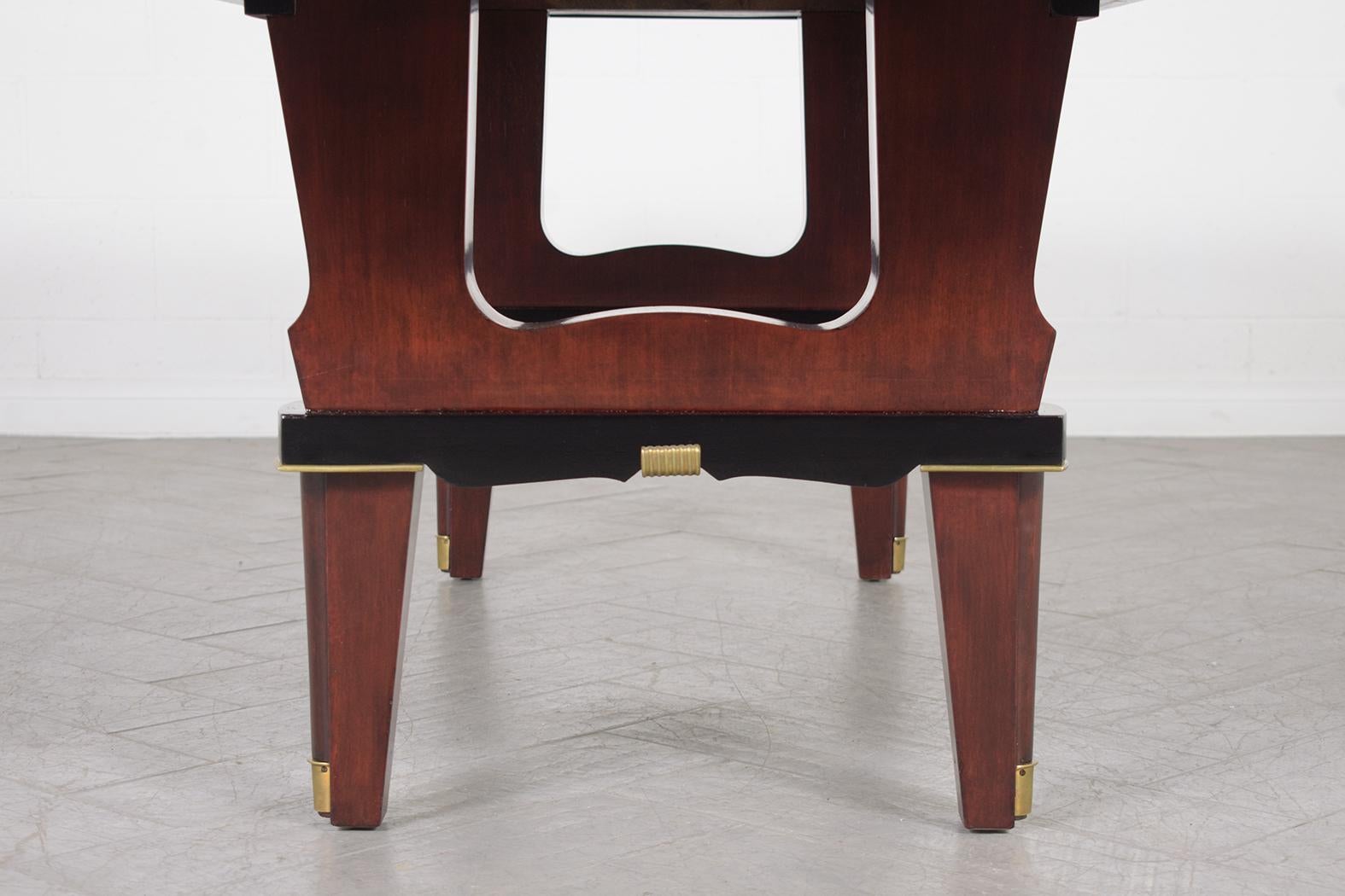 1960s French Executive Desk: Art Deco Mahogany Design with Ebonized Accents 2