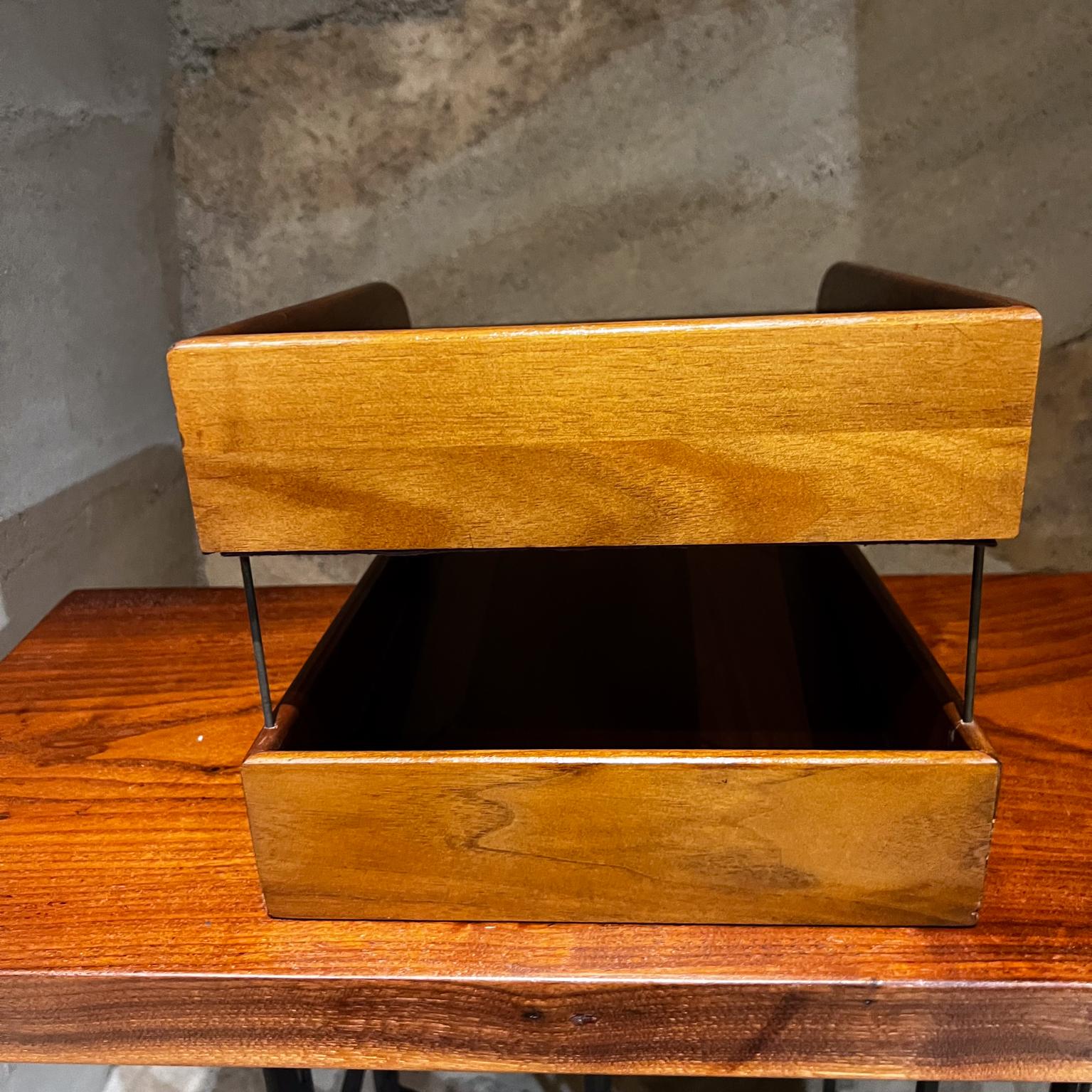 Mid-20th Century 1960s Walnut Tiered Letter Desk Tray 