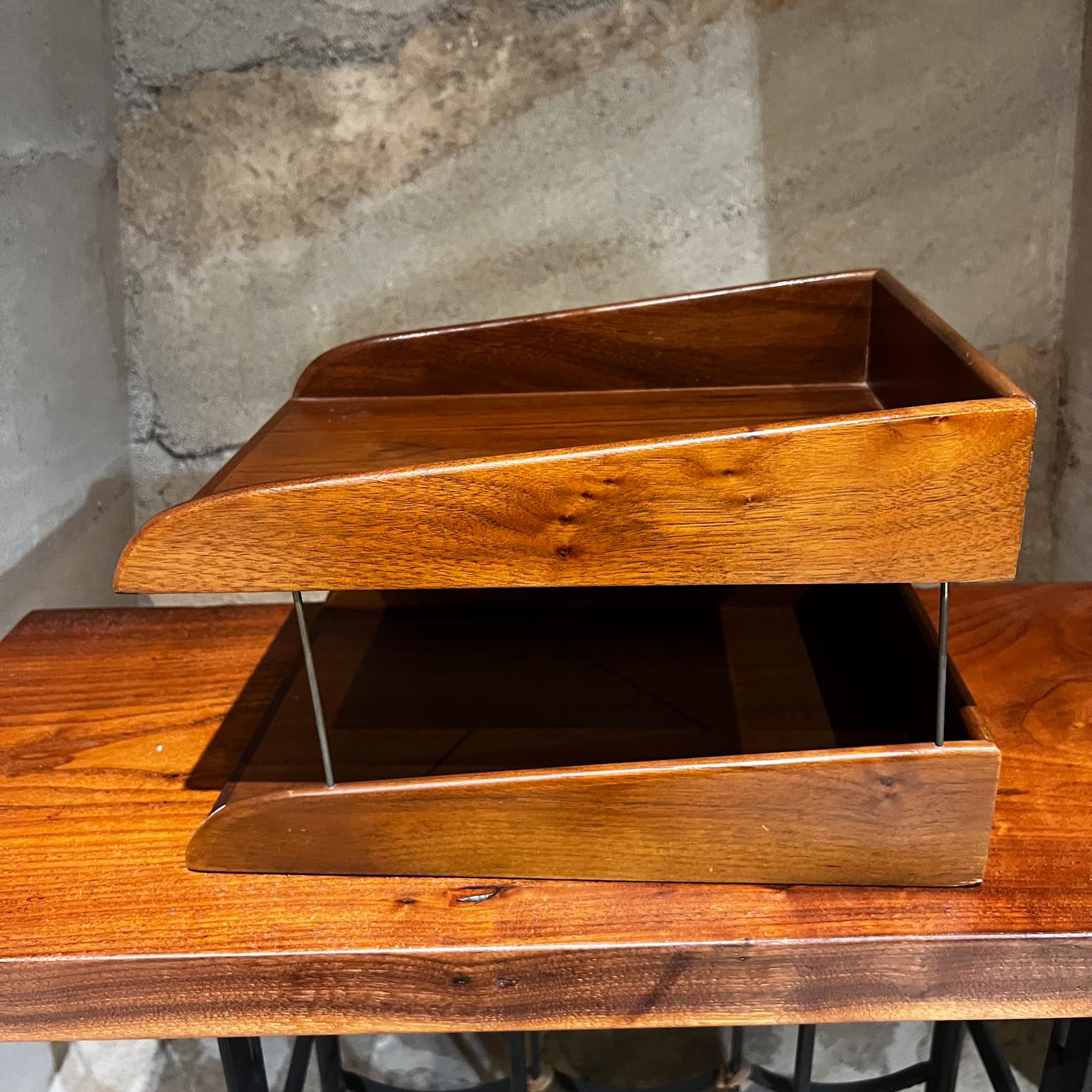 1960s Walnut Tiered Letter Desk Tray  2