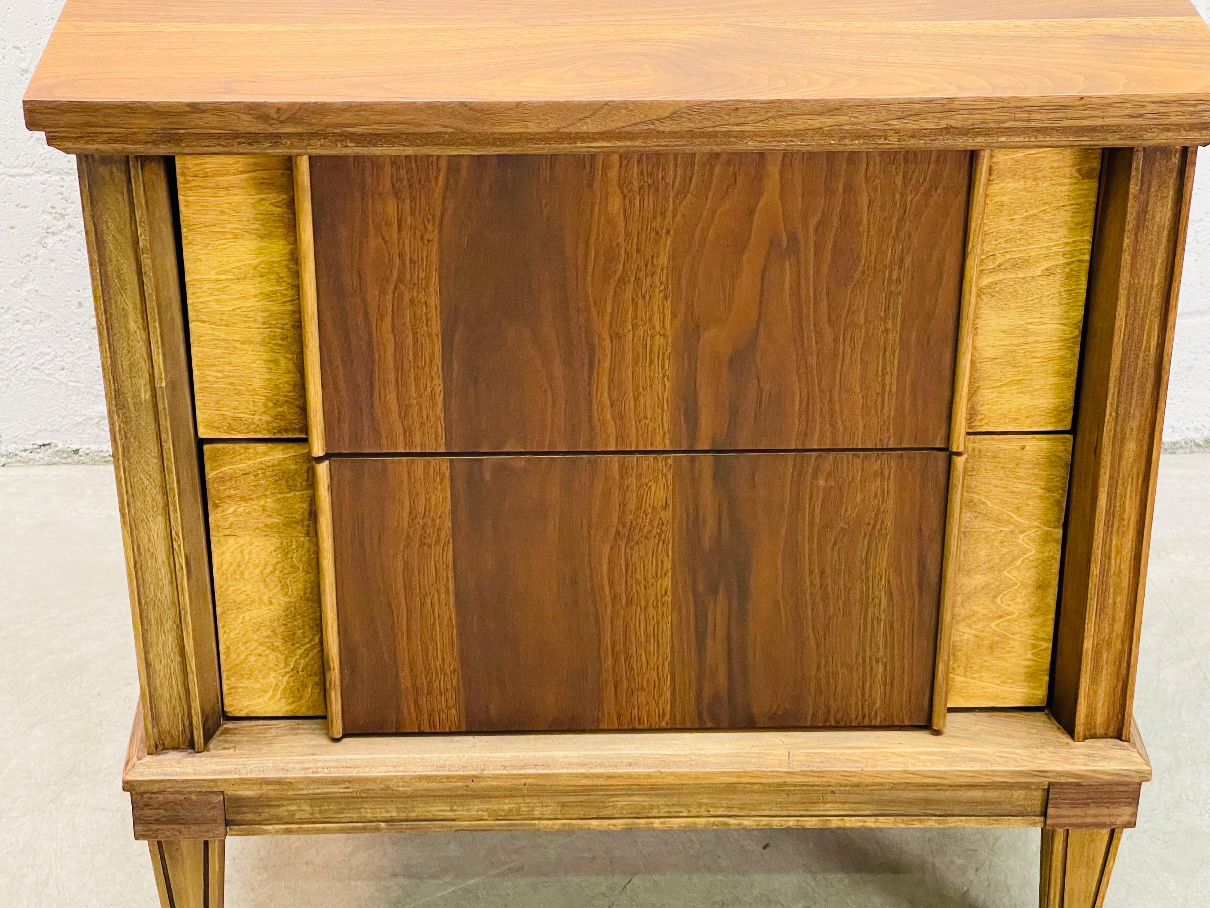 20th Century 1960s Walnut Two Drawer Nightstand For Sale