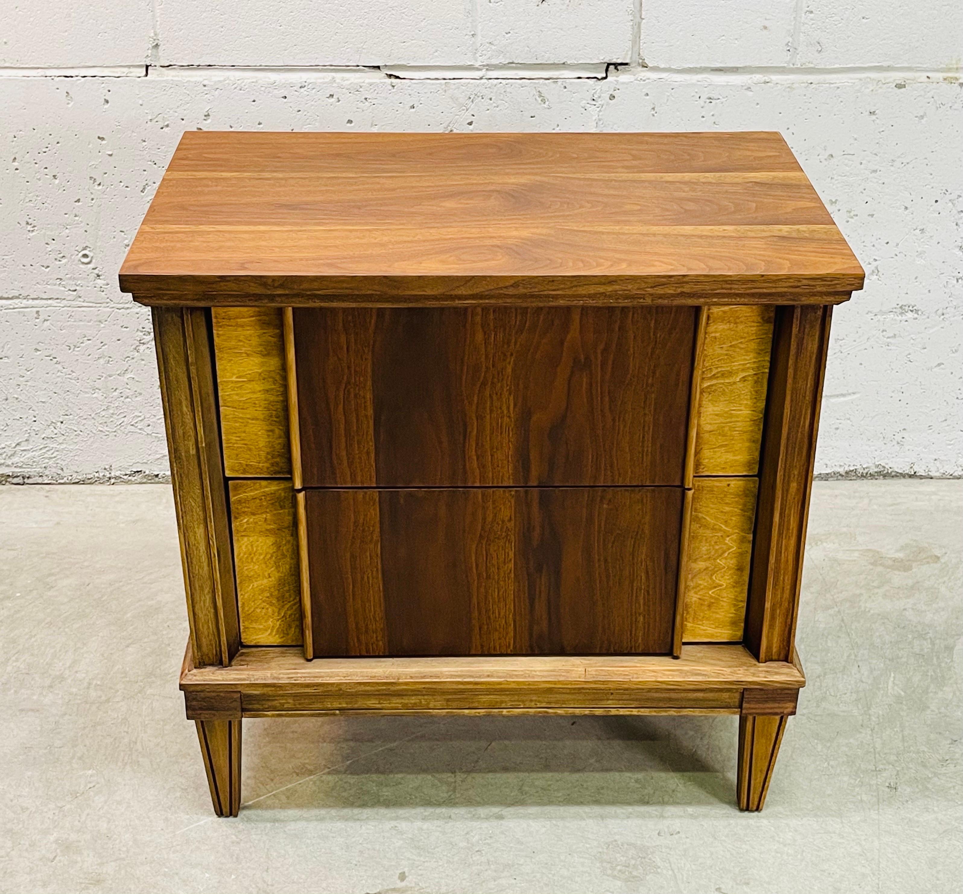 1960s Walnut Two Drawer Nightstand For Sale 2