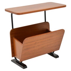 1960s Walnut Vintage Side Table or Paper Rack