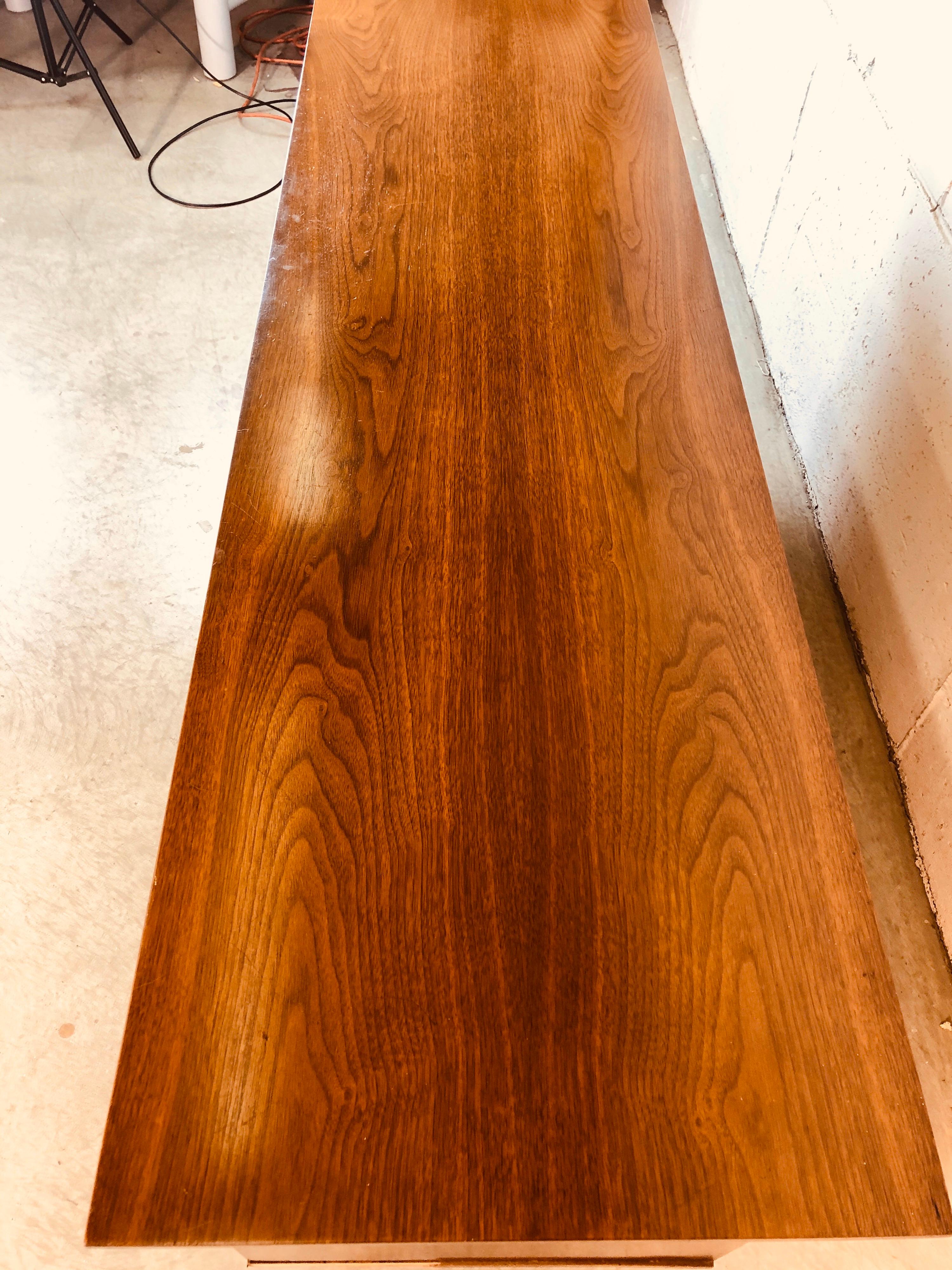 American 1960s Walnut Wood Low Dresser by Dixie Furniture