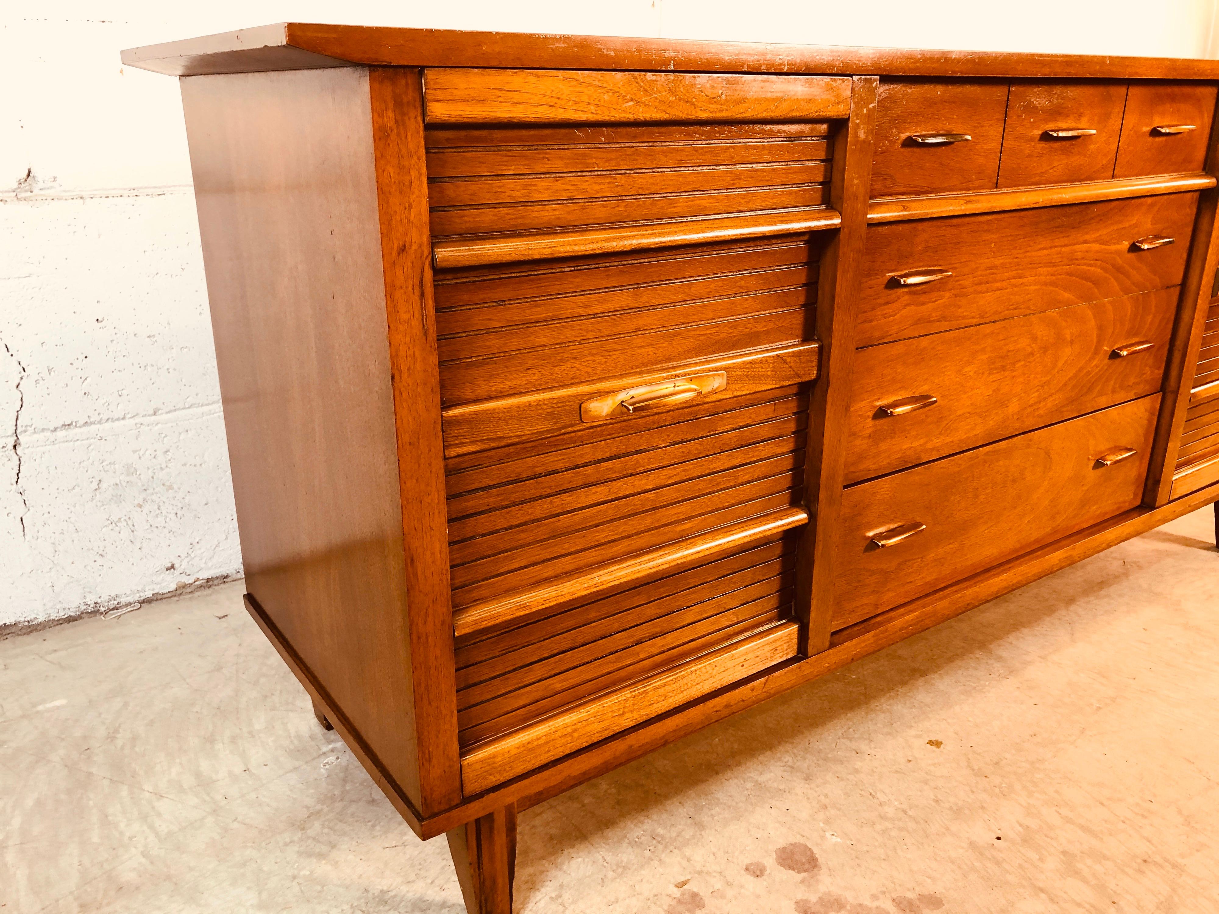 20th Century 1960s Walnut Wood Low Dresser by Dixie Furniture