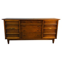 1960s Walnut Wood Low Dresser by Dixie Furniture
