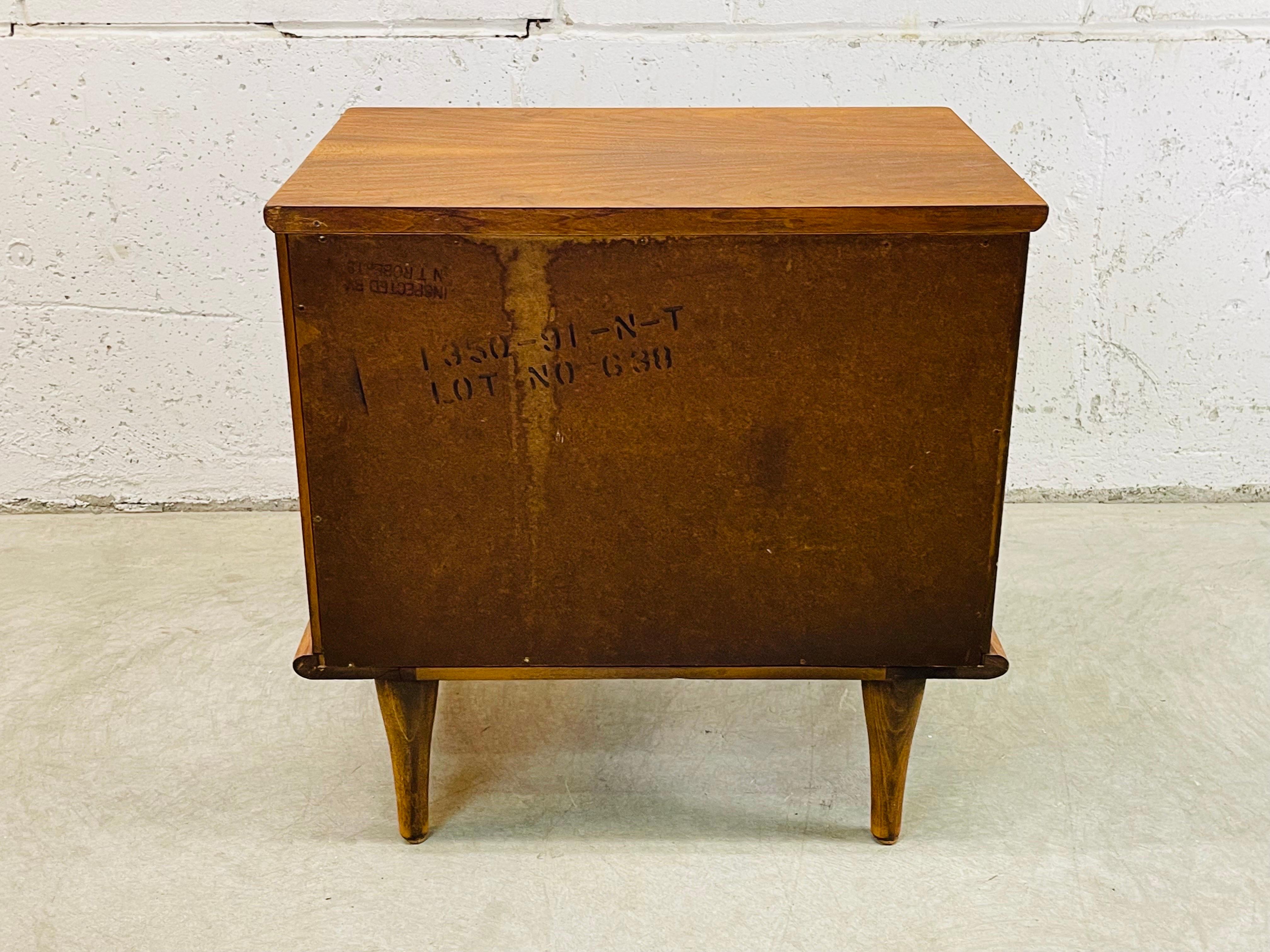 1960s, Walnut Wood Nightstand by American of Martinsville For Sale 1