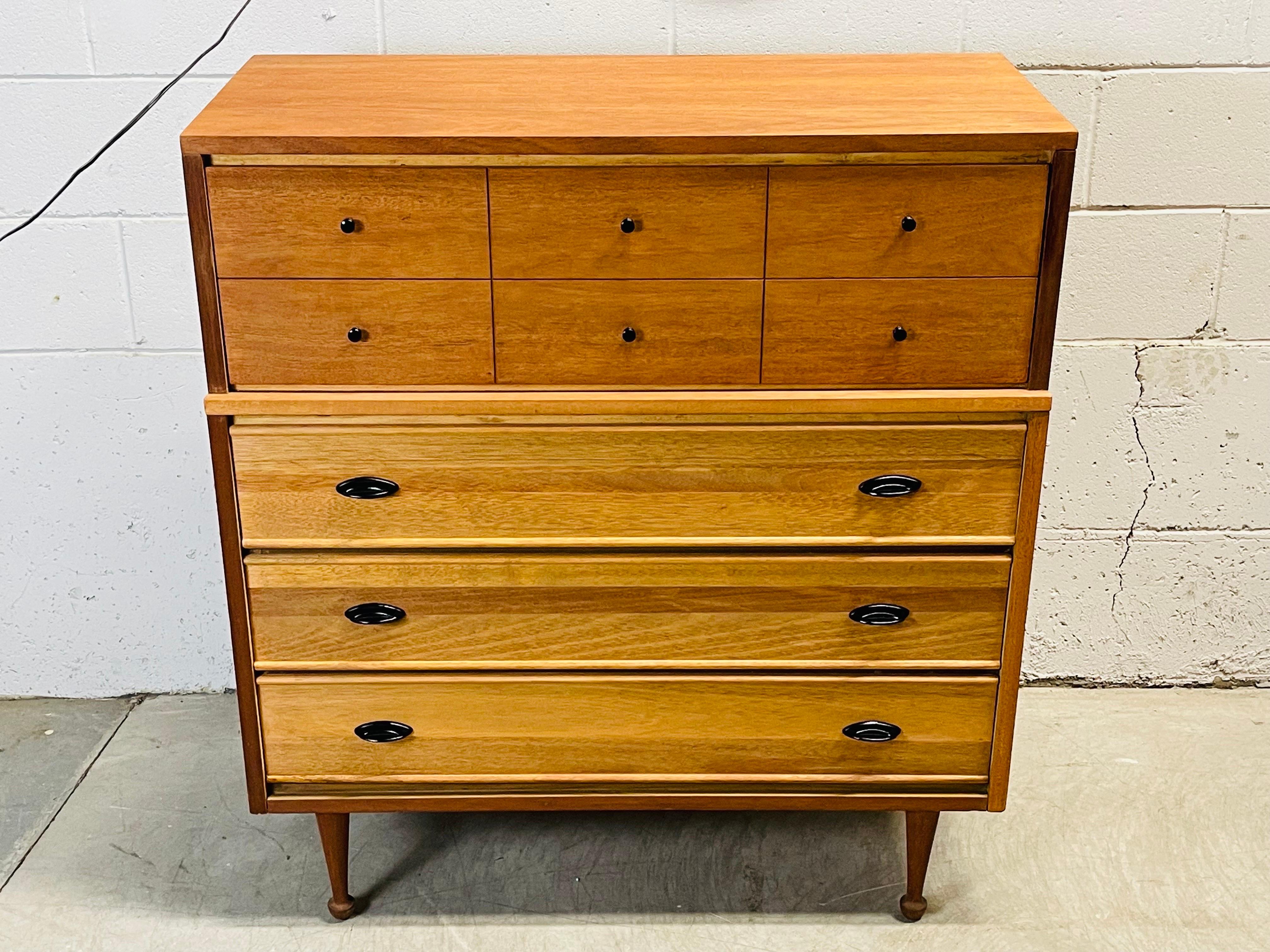 1960s Walnut Wood Tall Dresser For Sale at 1stDibs