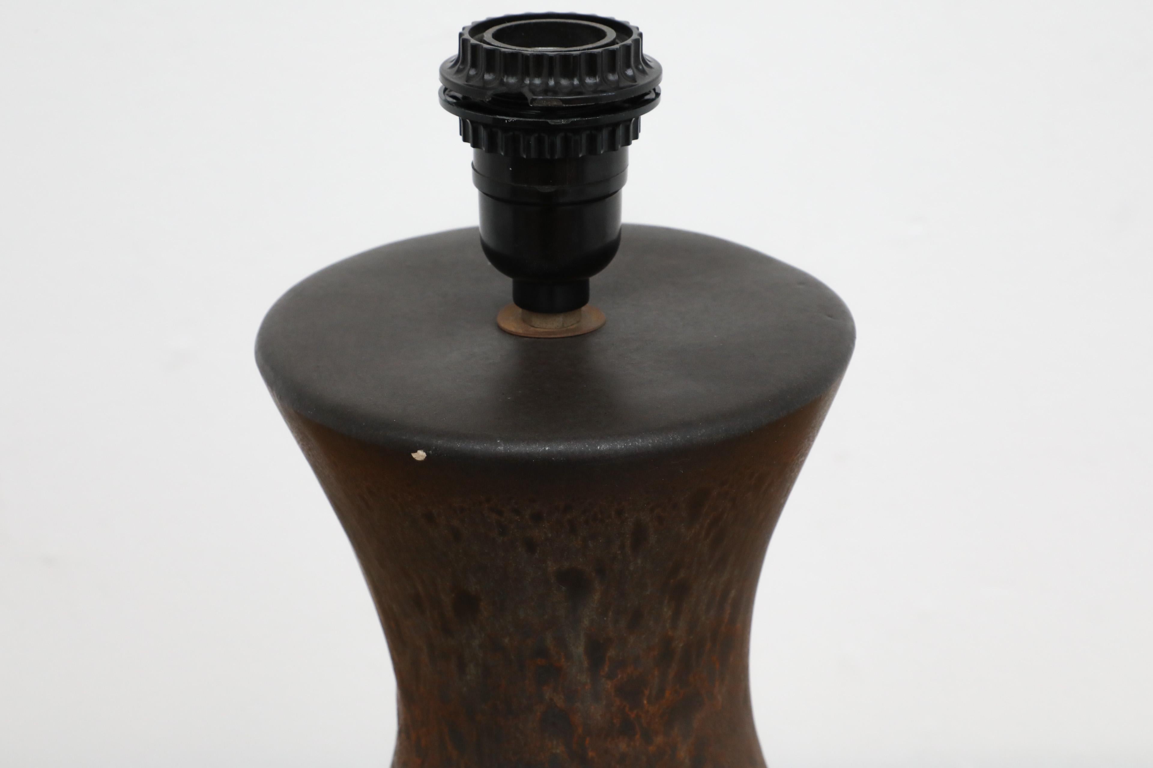 1960's Walter Gerhards Fat Lava Ceramic Table Lamp with New Linen Shade 11