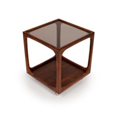 1960s Walter Wirz Rosewood & Glass Cube Table for Wilhelm Renz