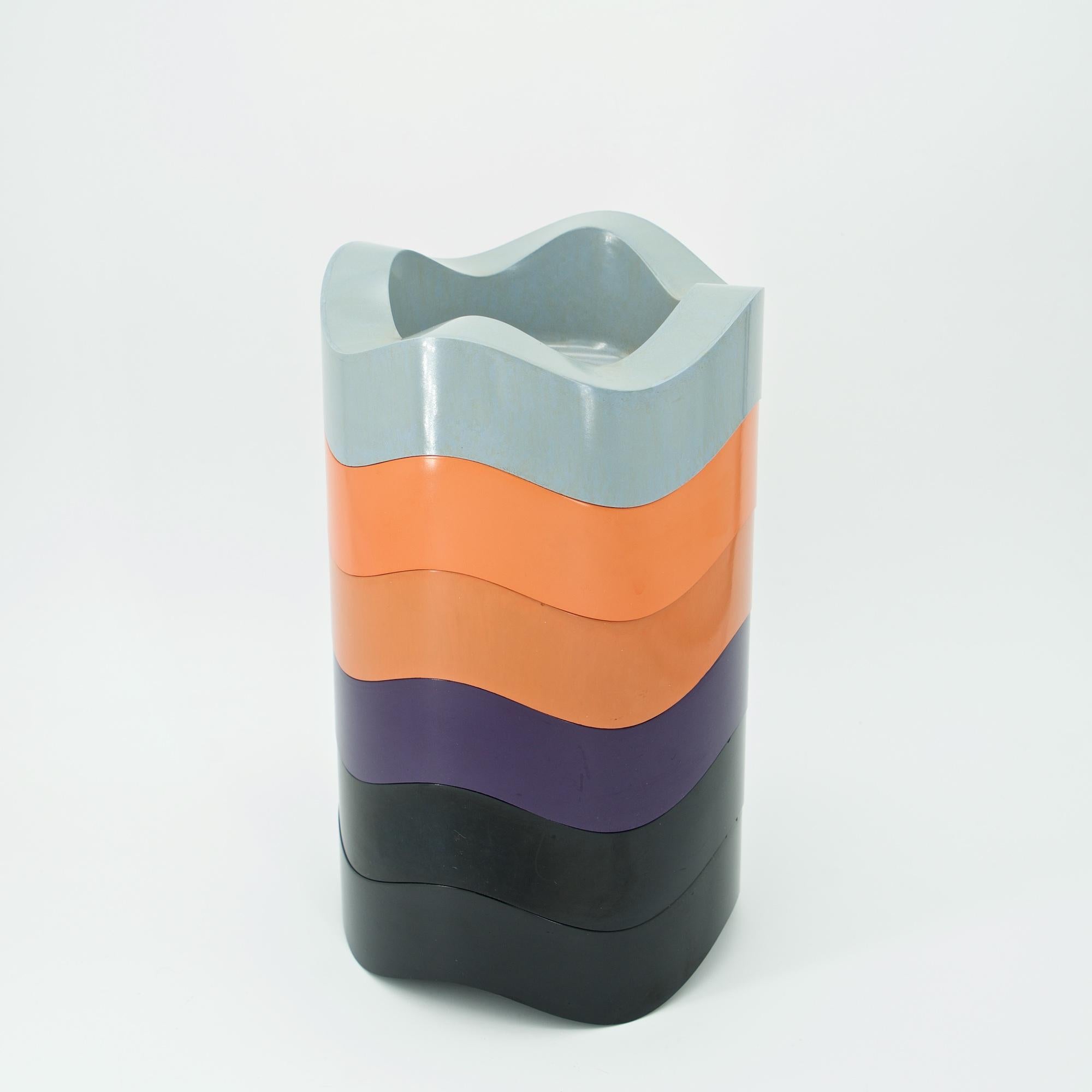 Mid-Century Modern 1960s Zeischegg Sinus Ashtrays Bowls Helit Set of 6, Verner Panton Style Pop Art For Sale