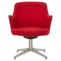 1960 Ward Bennett per Lehigh Furniture Poltrona in tessuto rosso e alluminio