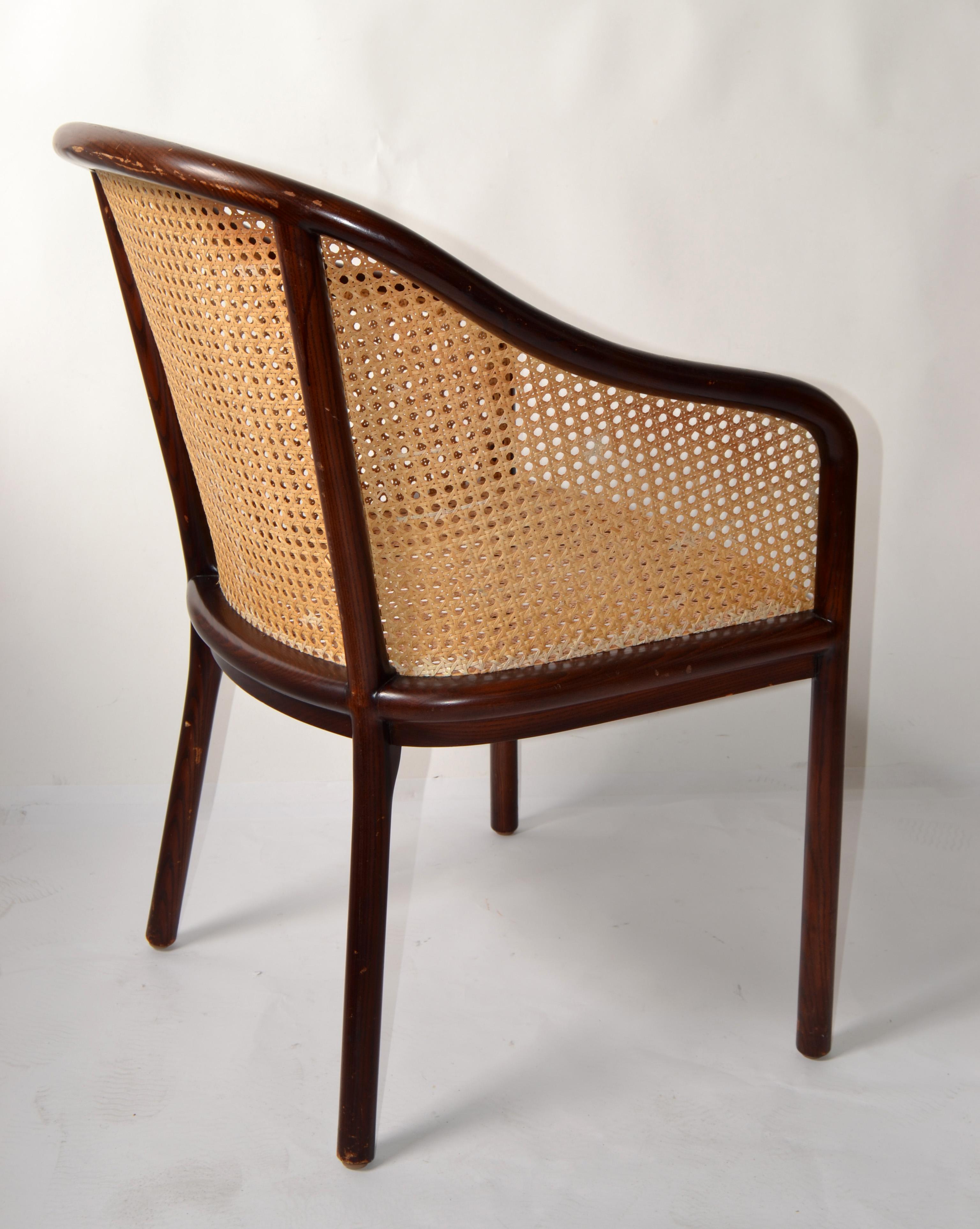 1960s Ward Bennett Wood Woven Rattan Caning Armchair Mid-Century Modern America  In Good Condition In Miami, FL