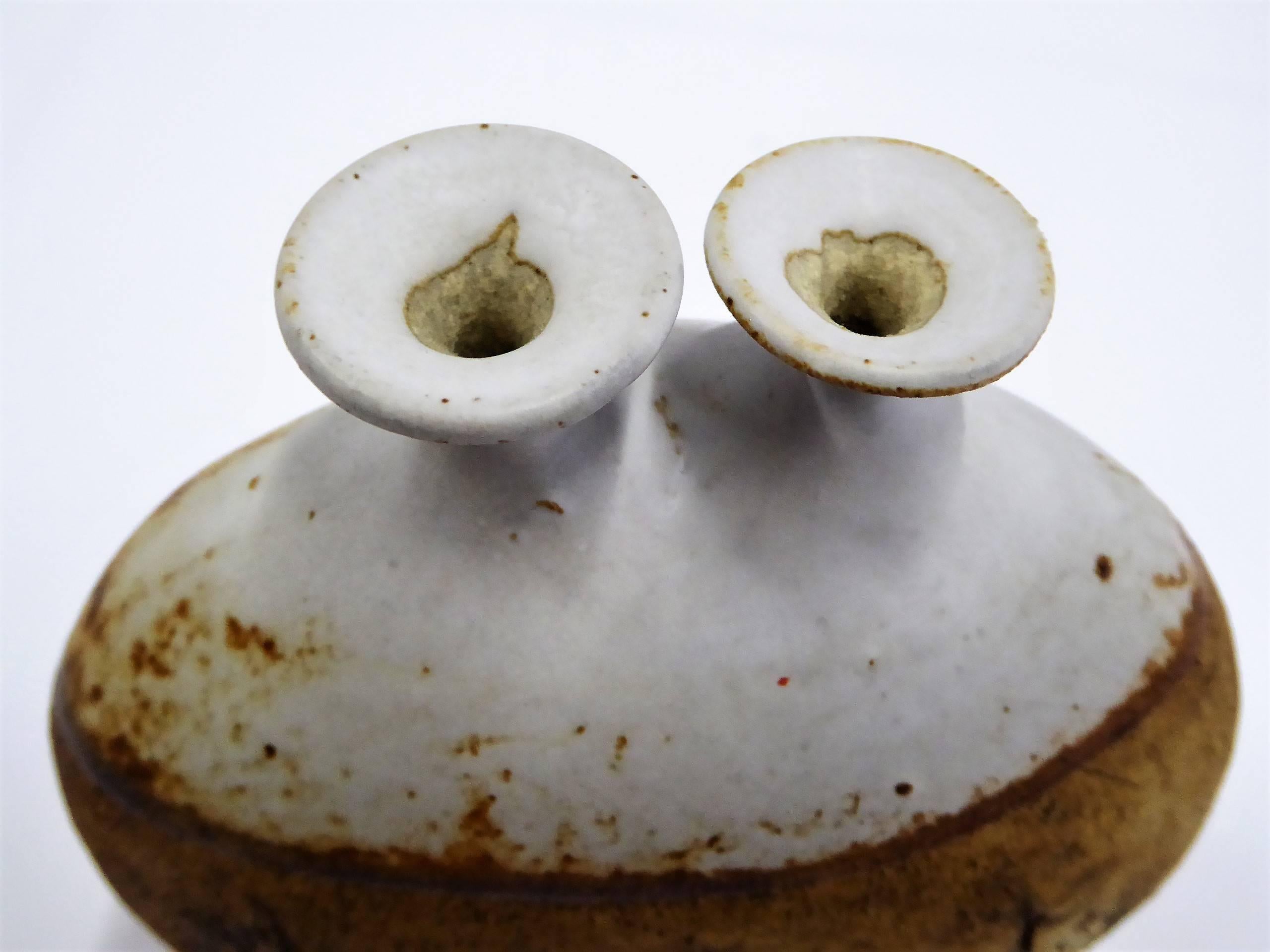 Mid-20th Century 1960s Warren Hullow Art Pottery Vase Stoneware Weed Pot Twig Vase