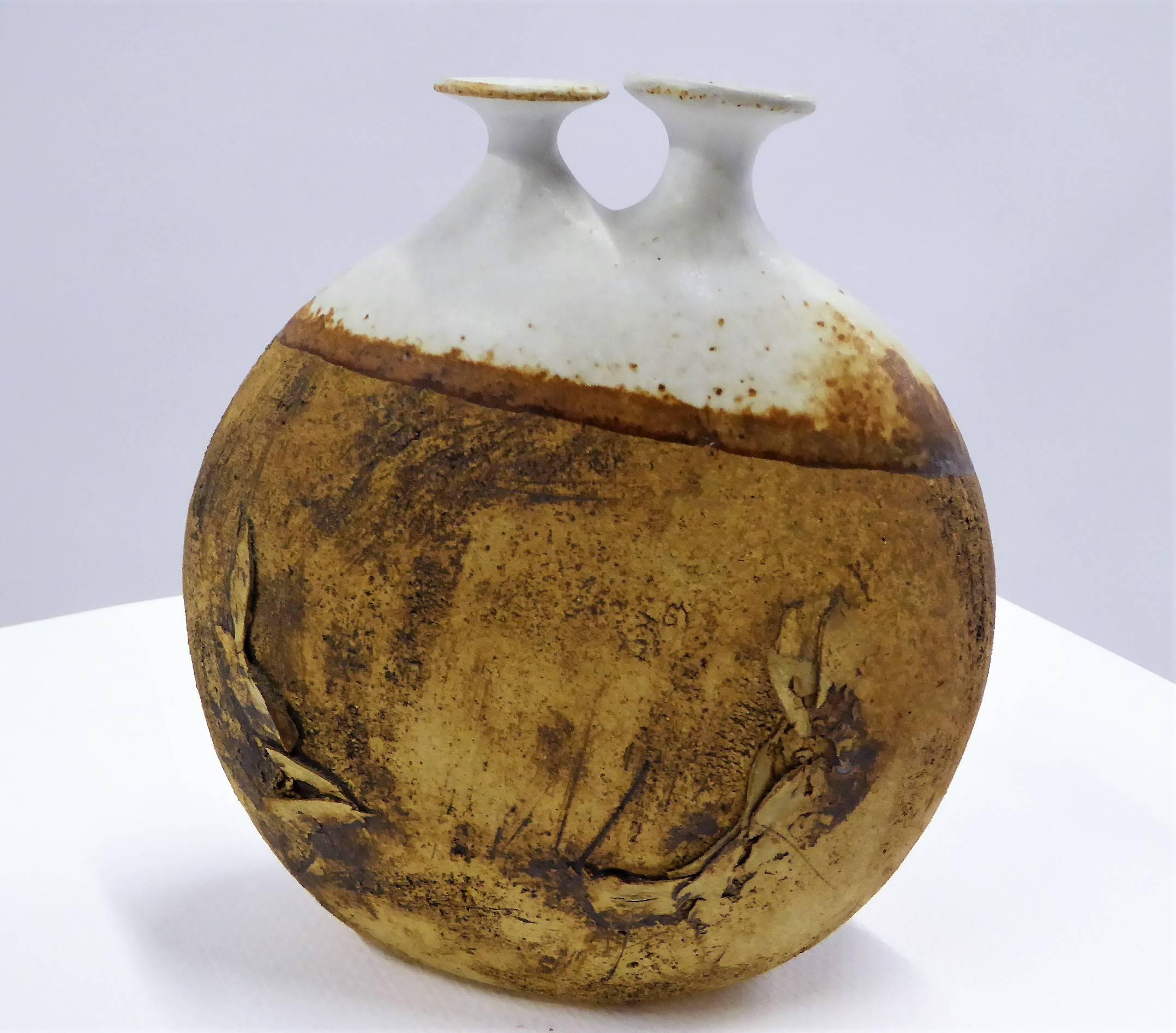 Mid-Century Modern 1960s Warren Hullow Art Pottery Vase Stoneware Weed Pot Twig Vase