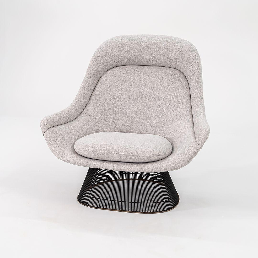 Modern 1960s Warren Platner Easy Chair and Ottoman in Kvadrat Divina Melange Fabric